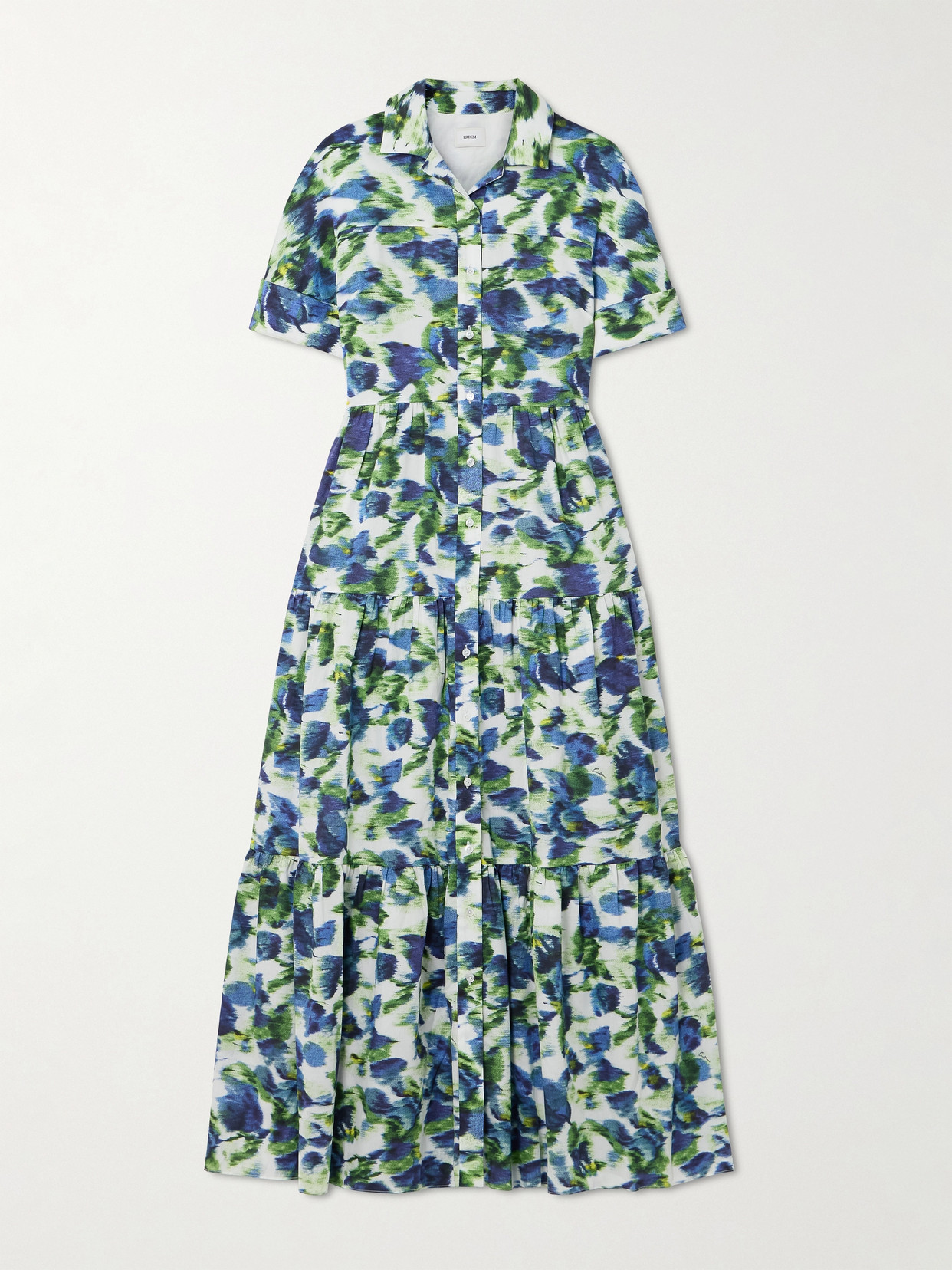 Erdem - Tiered Printed Cotton Midi Dress - Blue