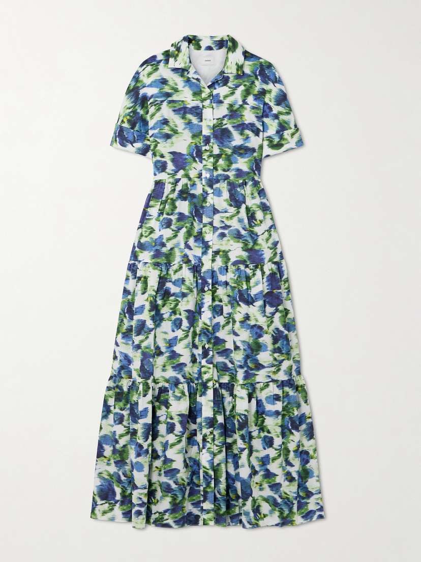 Erdem Tiered Printed Cotton Midi Dress