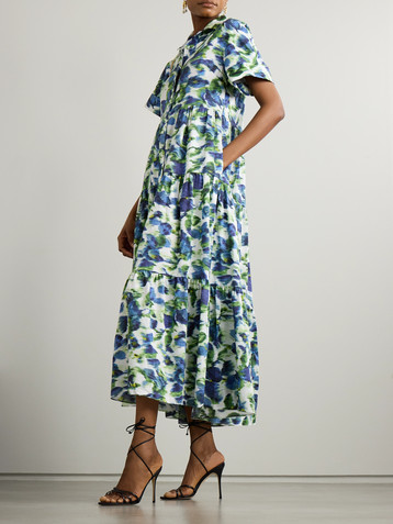 Erdem Tiered printed cotton midi dress
