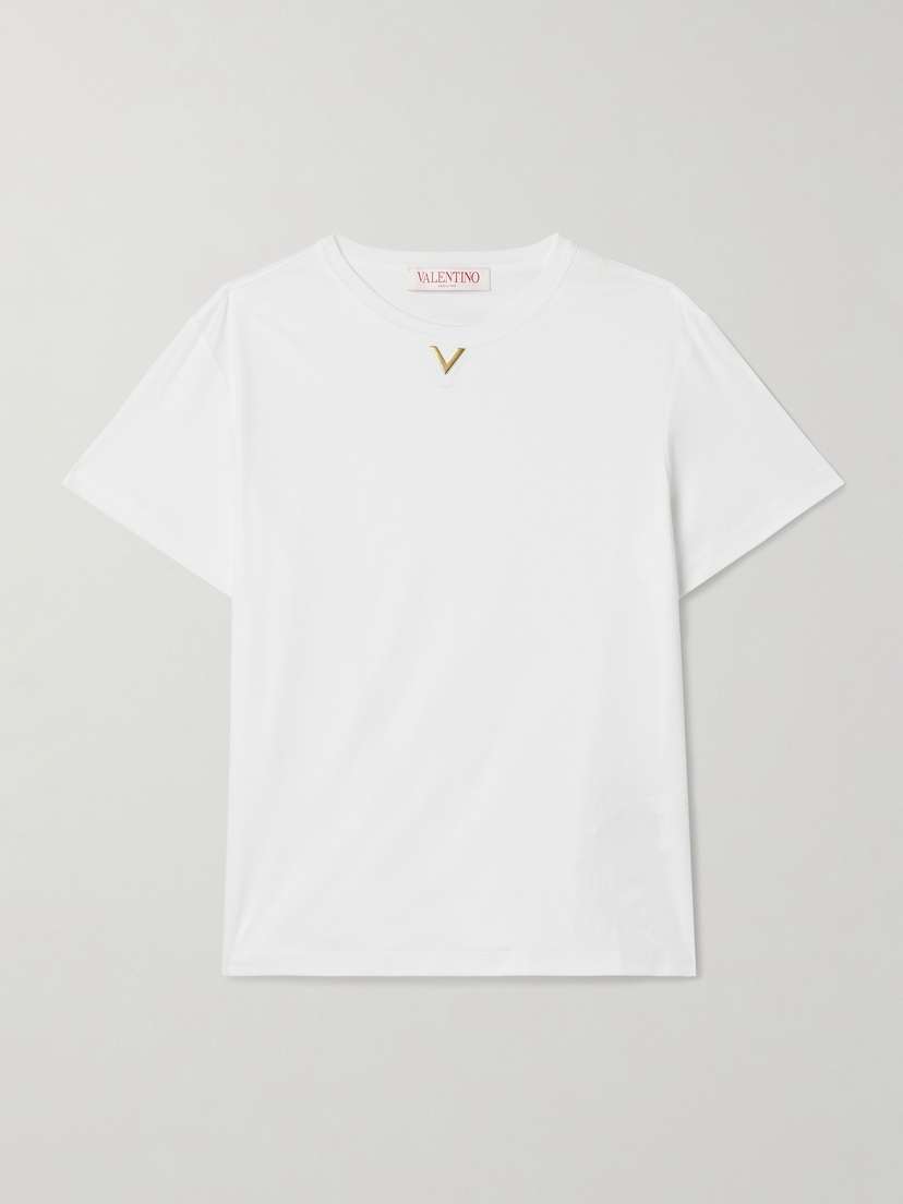 Valentino Garavani Embellished Cotton-jersey T-shirt
