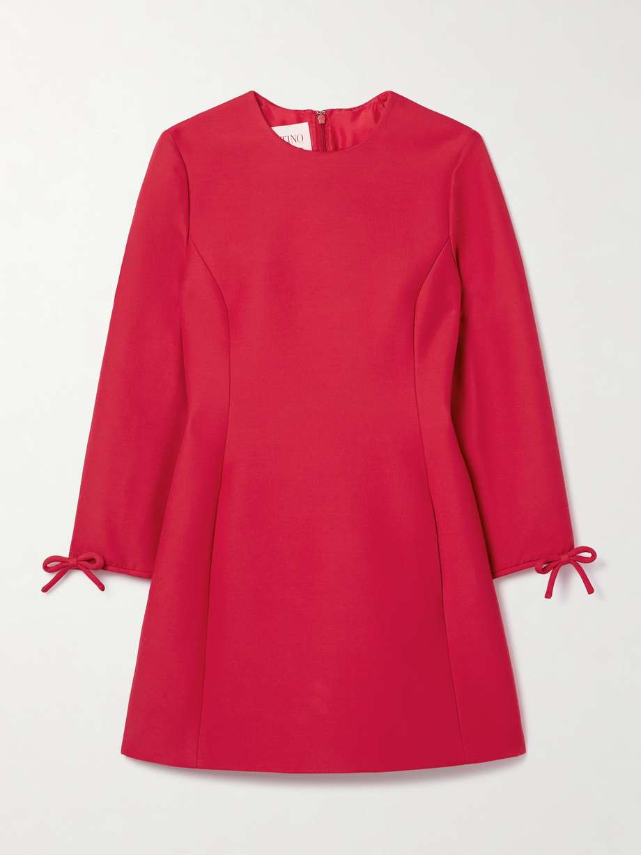 bow-detailed wool and silk-blend mini dress