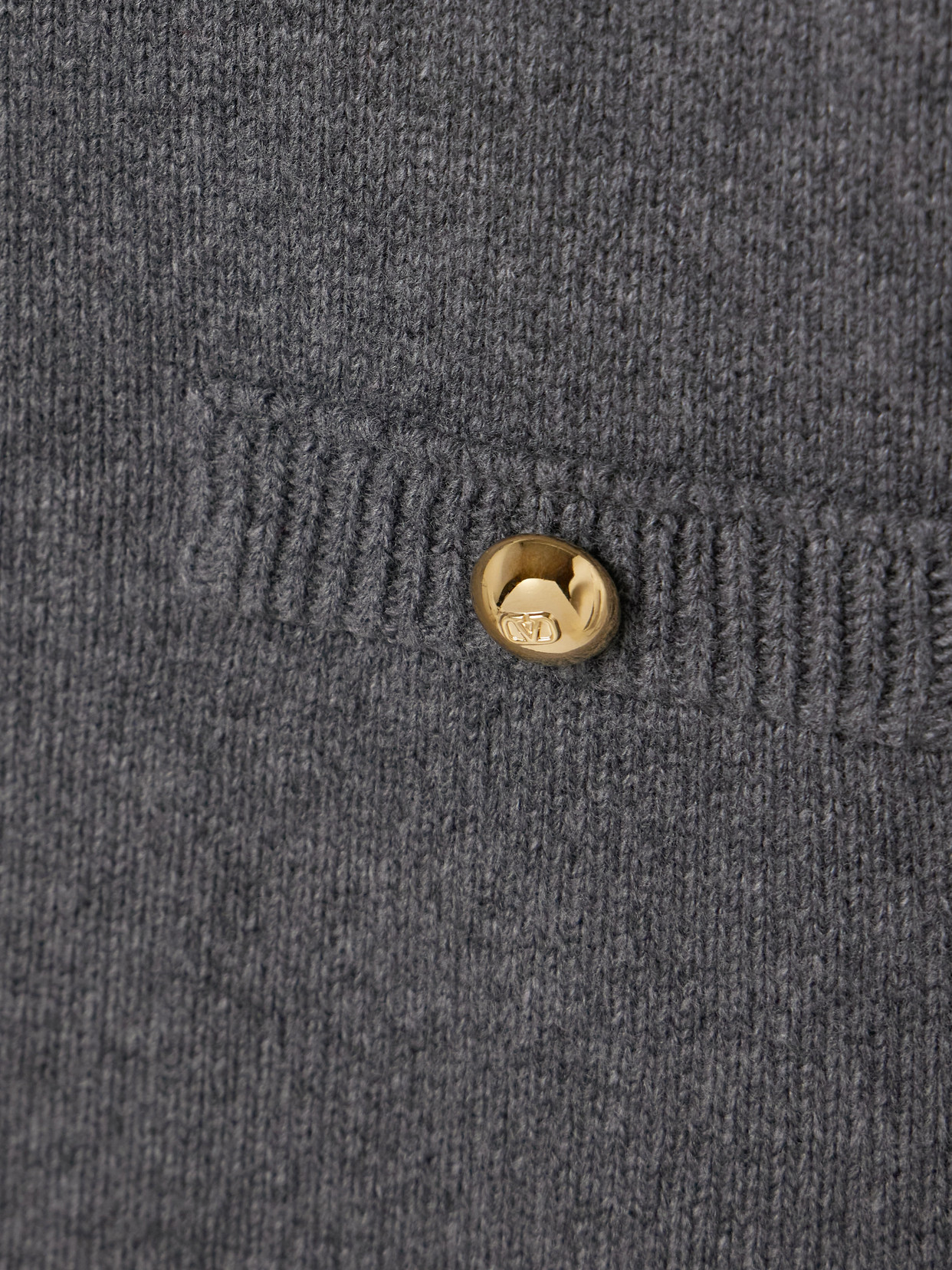 Valentino Button-embellished Wool Mini Dress In Gray