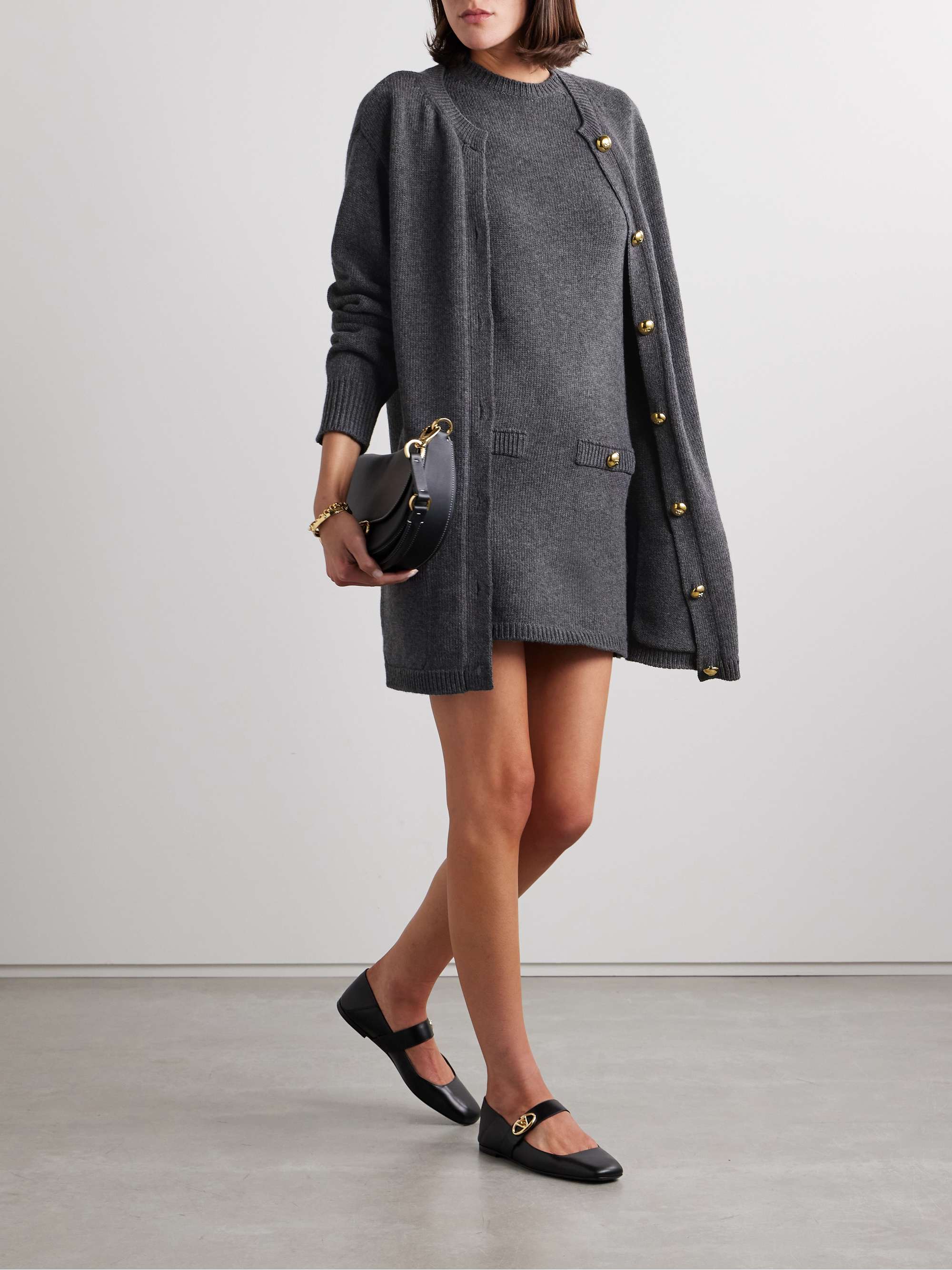 Valentino Garavani Virgin Wool Sweater Dress Grey L