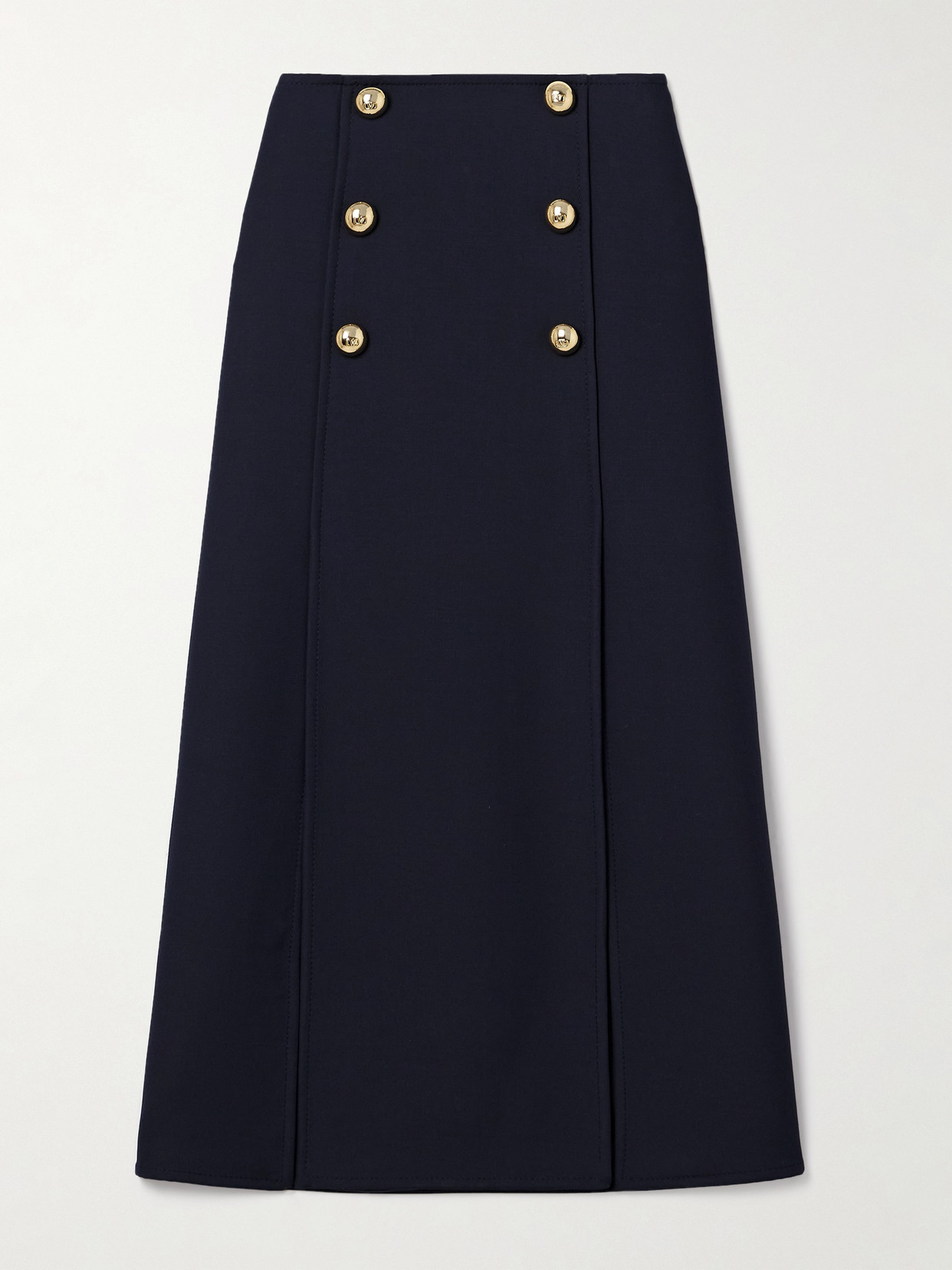 Valentino Garavani - Embellished Wool And Silk-blend Crepe Midi Skirt - Blue