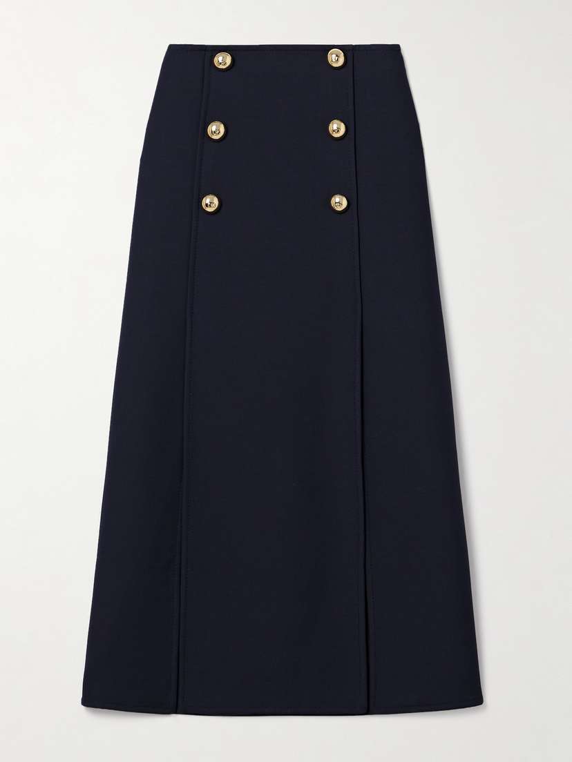 Valentino Garavani Embellished Wool And Silk-blend Crepe Midi Skirt