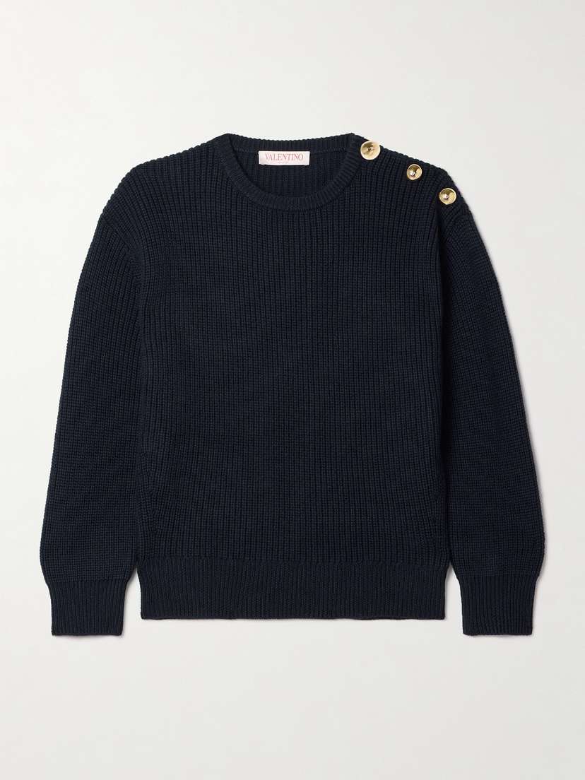 Valentino Garavani Embellished Ribbed Wool Sweater