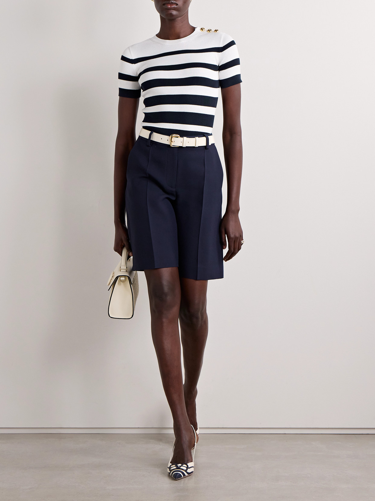 Garavani - Embellished Striped Ribbed Cotton Sweater