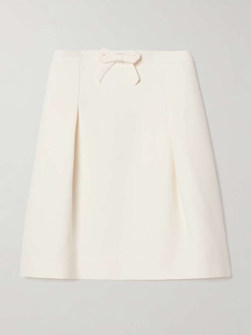 Valentino Garavani Bow-embellished Wool And Silk-blend Crepe Mini Skirt
