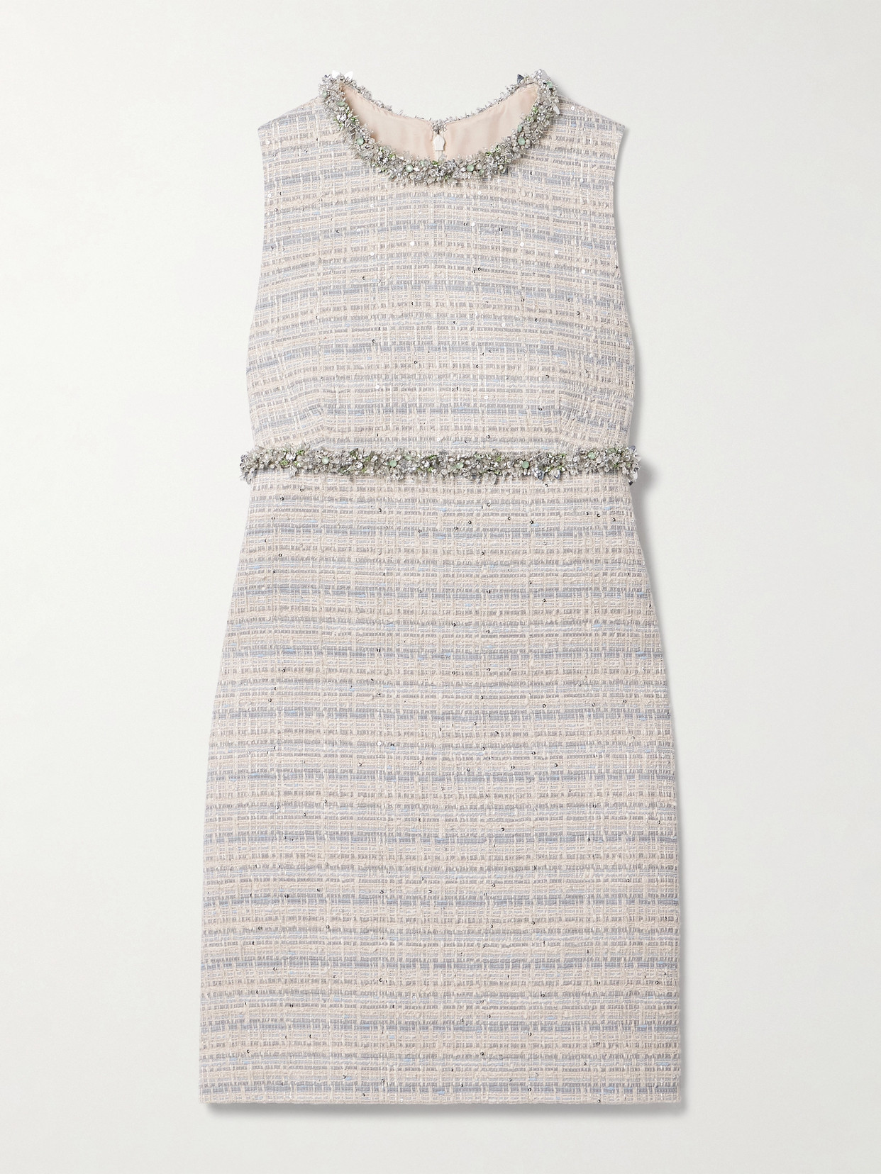 Valentino Embellished Cotton-blend Tweed Mini Dress In White