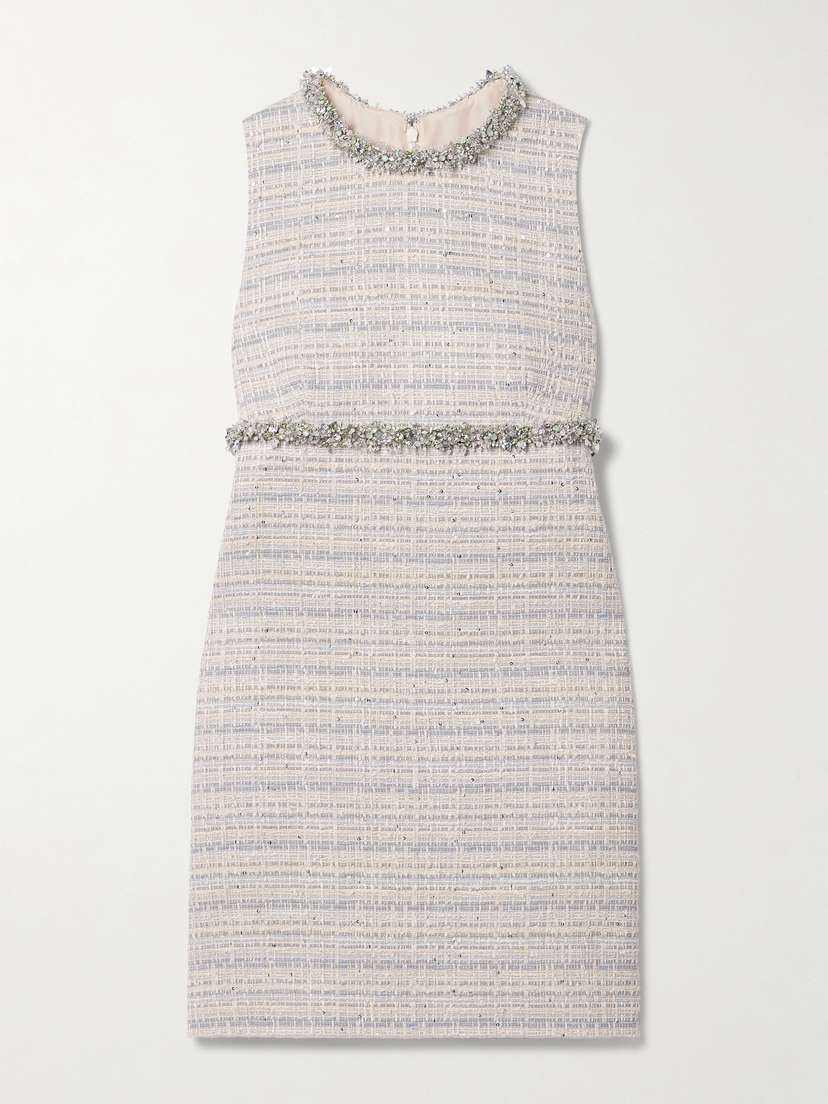 Valentino Garavani Embellished Cotton-blend Tweed Mini Dress
