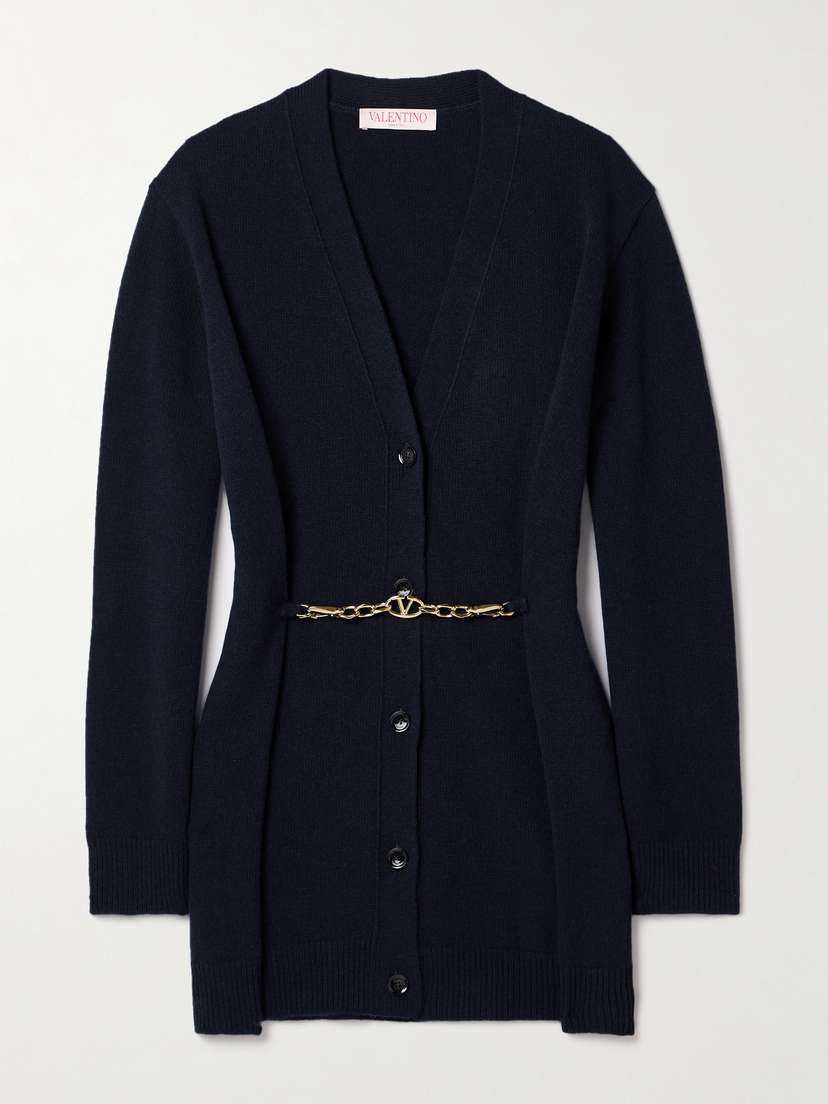 Valentino Garavani Chain-embellished Wool Cardigan