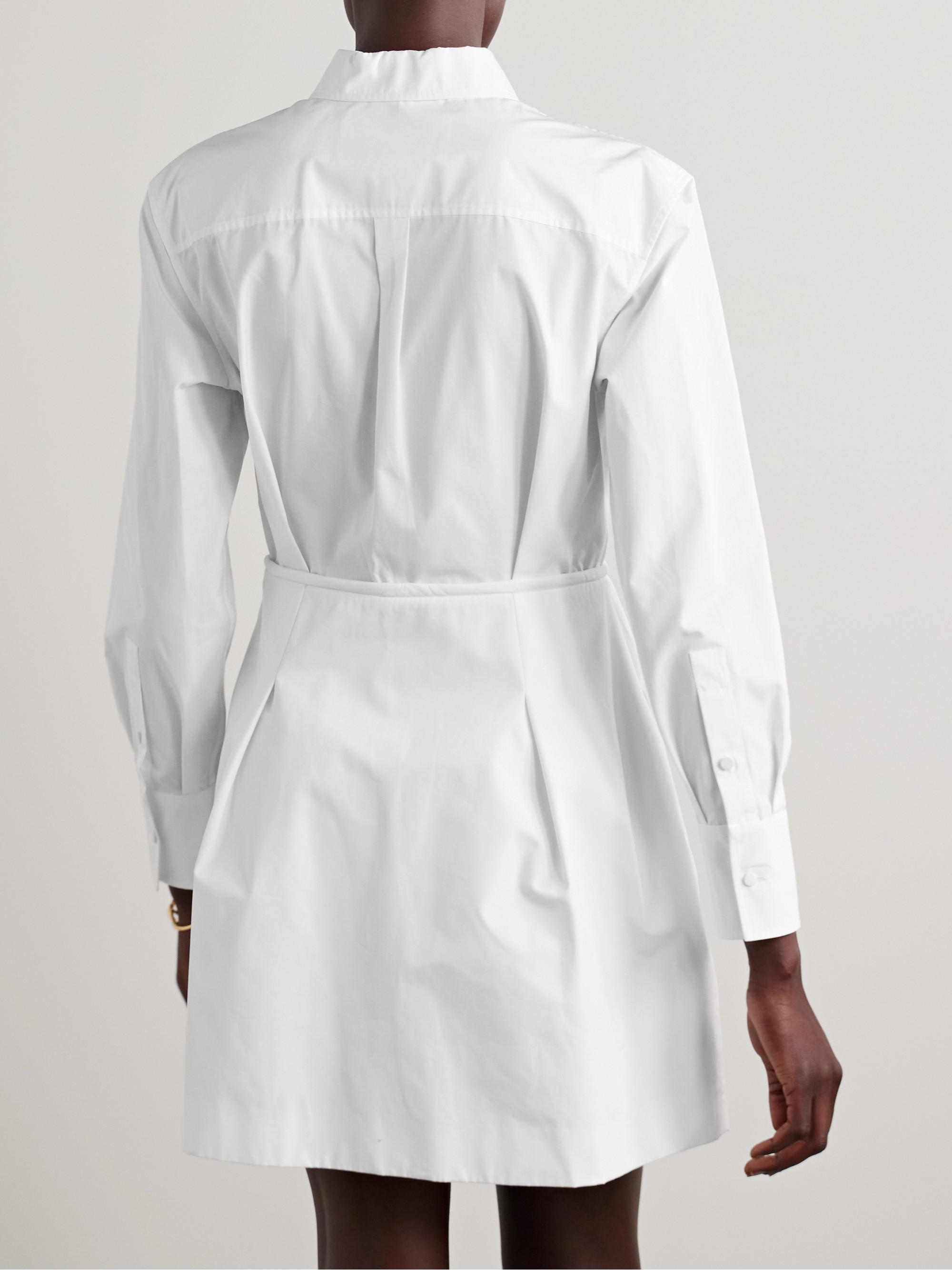 Valentino Garavani Bow-detailed pleated cotton-poplin mini shirt dress thumbnail