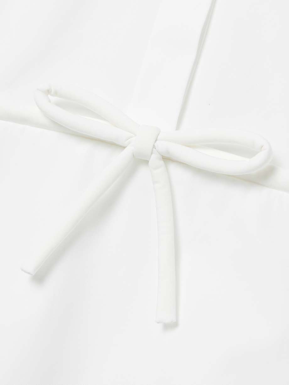 bow-detailed pleated cotton-poplin mini shirt dress