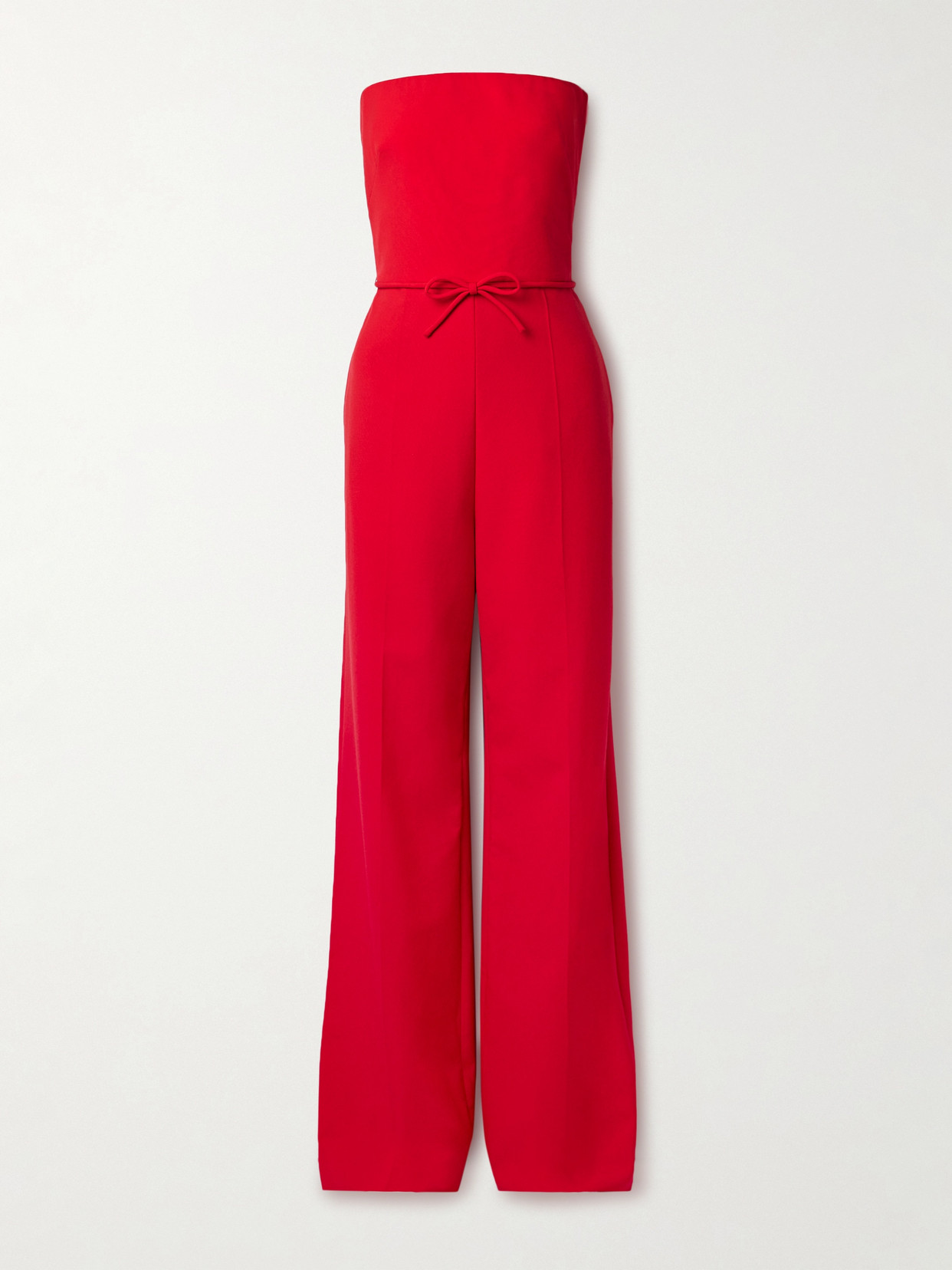 Valentino Strapless Straight-leg Wool Jumpsuit In Red