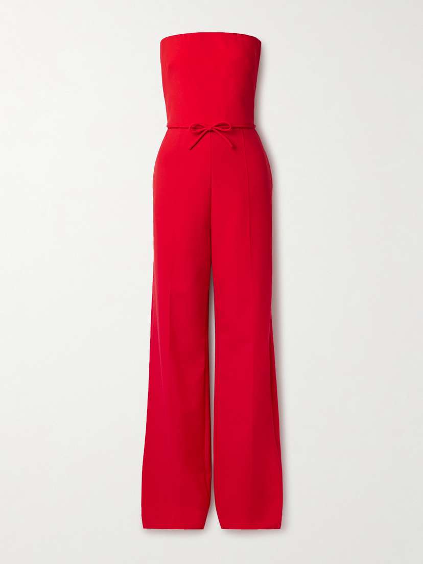 Valentino Garavani Strapless Bow-detailed Wool Jumpsuit
