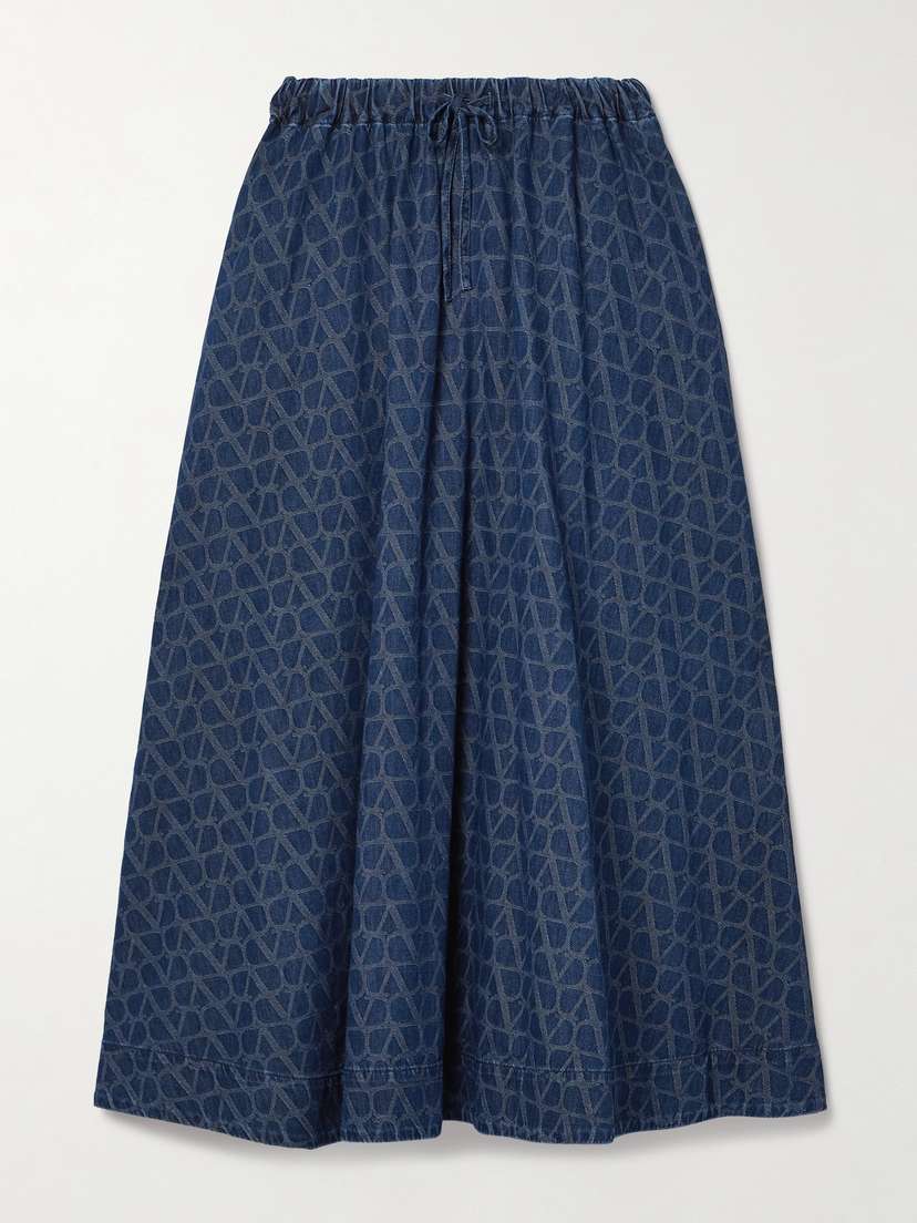 Valentino Garavani Denim-jacquard Midi Skirt