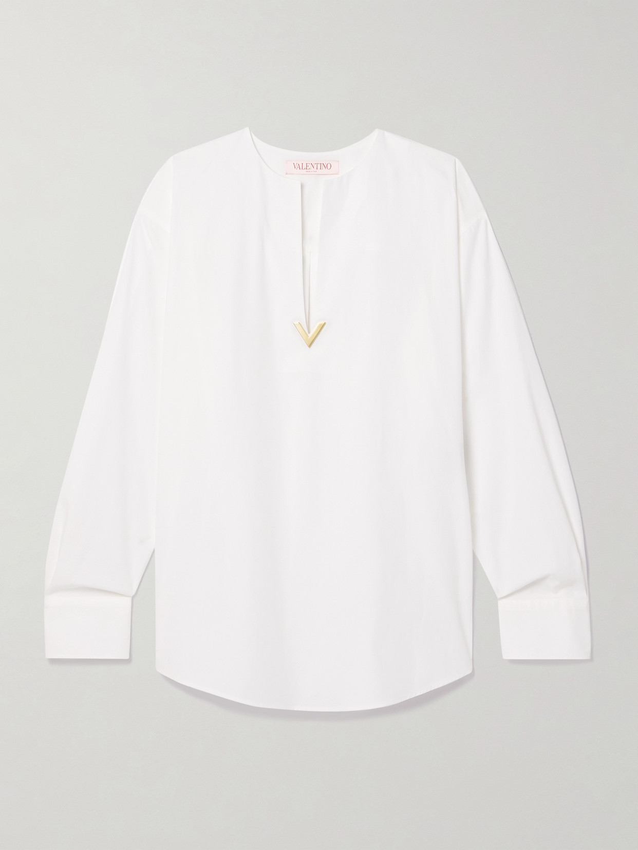 Valentino V Gold Poplin Top In White