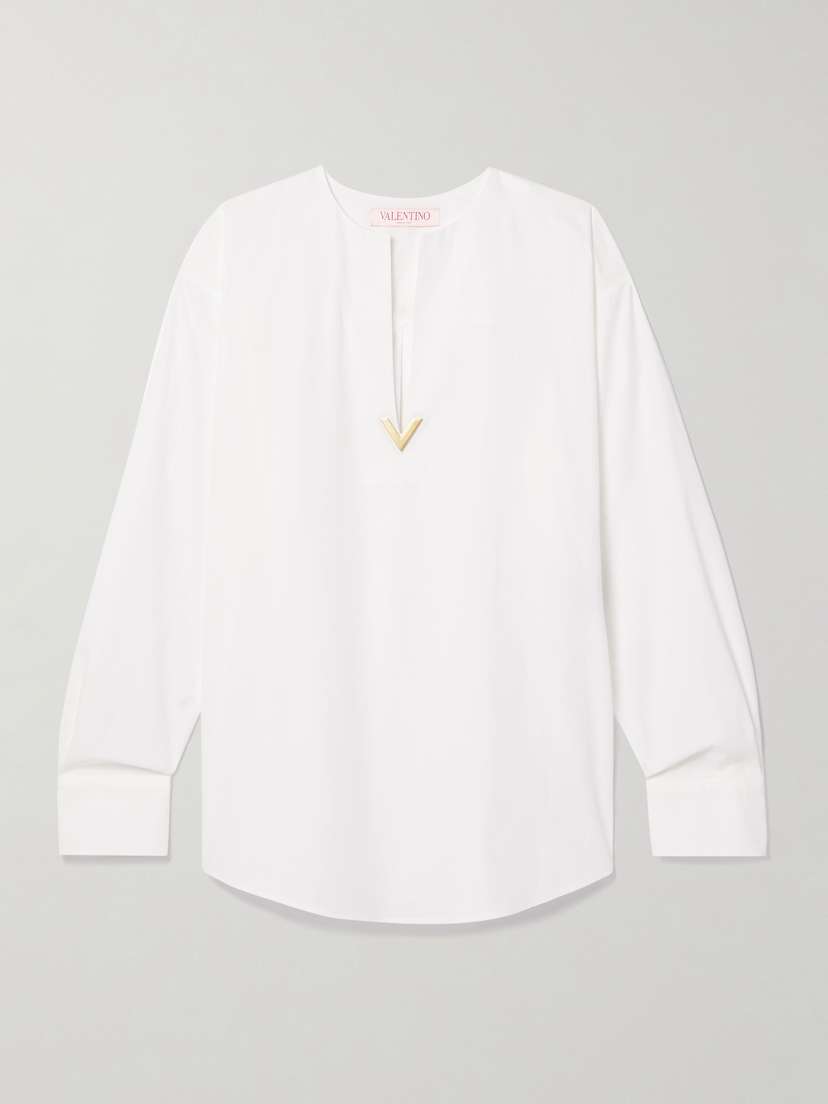 Valentino Garavani Embellished Cotton-poplin Shirt