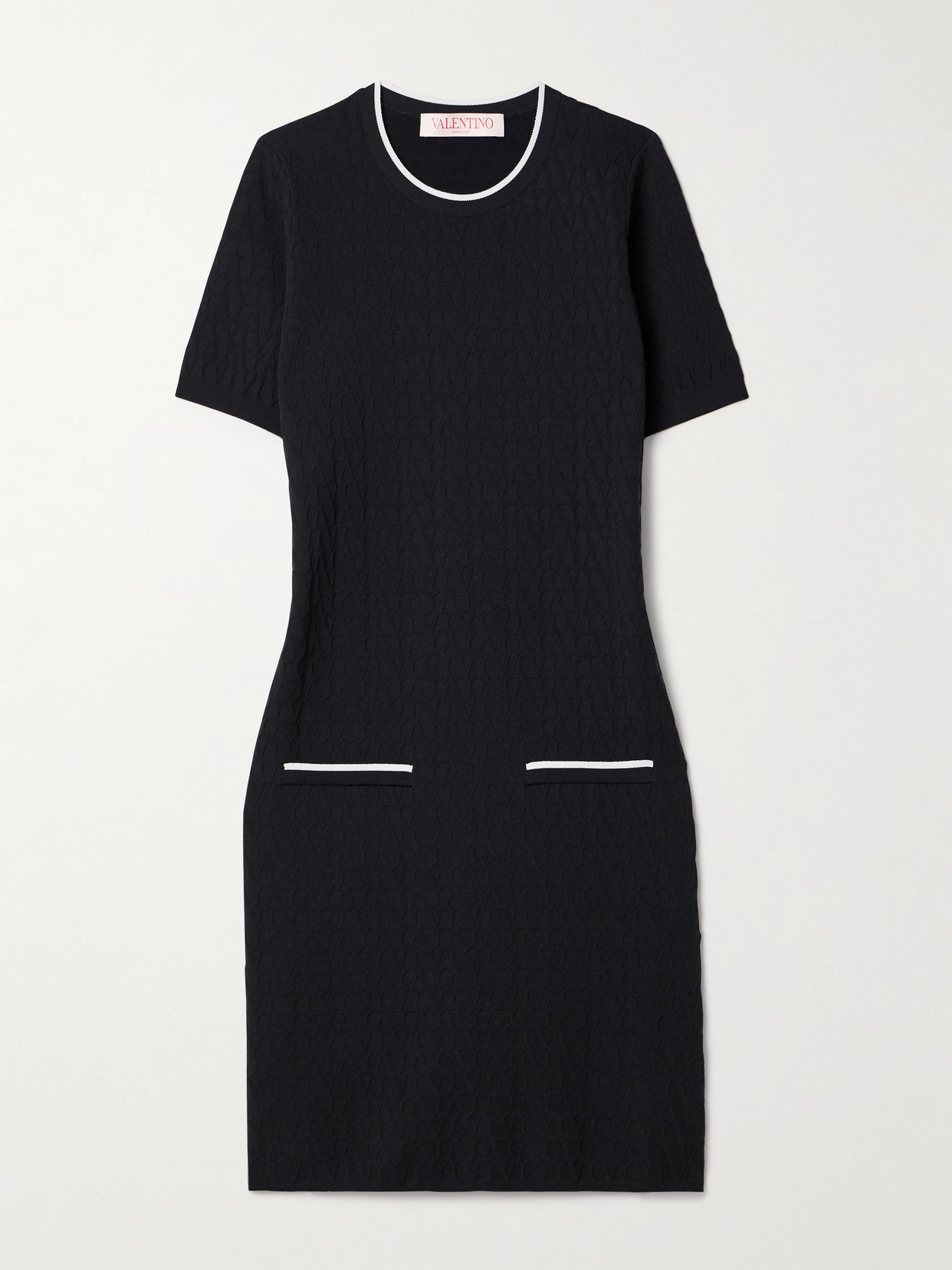 Valentino Jacquard-knit Mini Dress In Blue