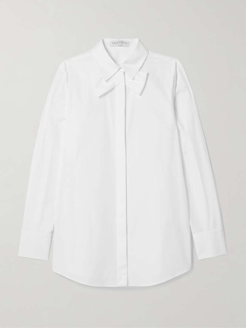 Valentino Garavani Bow-embellished Cotton-poplin Shirt