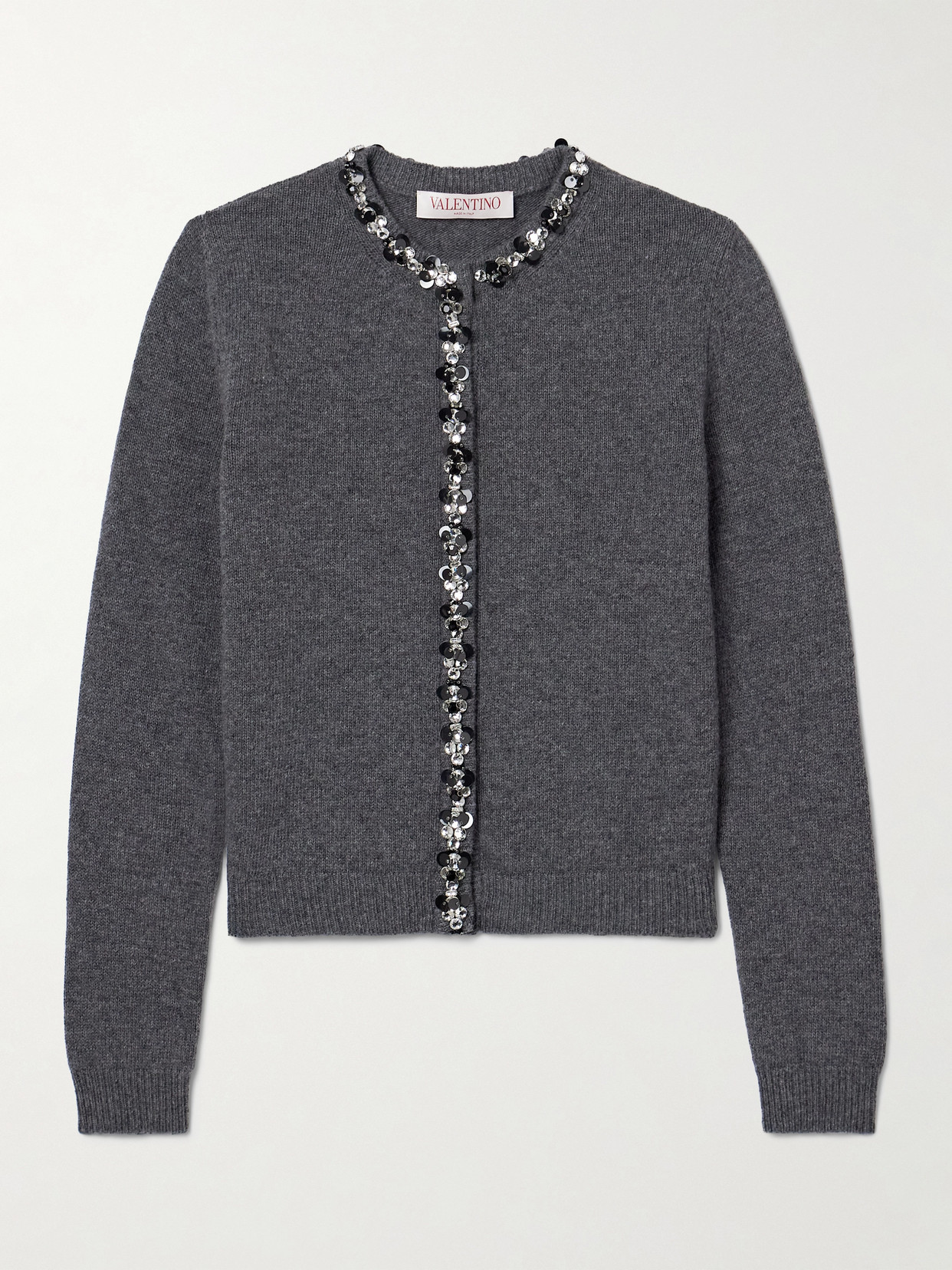 Valentino Garavani - Embellished Wool Cardigan - Gray