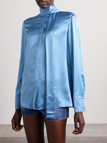 Valentino Garavani Pussy-bow silk-satin shirt