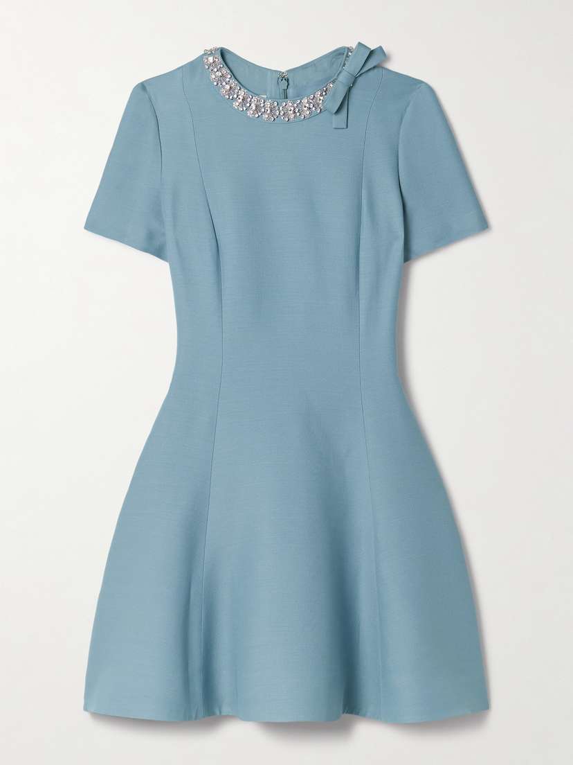 Valentino Garavani — Embellished wool and silk-blend mini dress