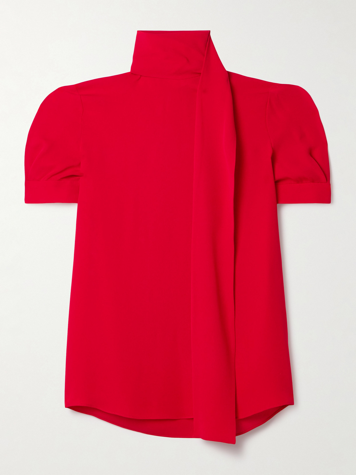 Valentino Tie-neck Silk-georgette Blouse In Red