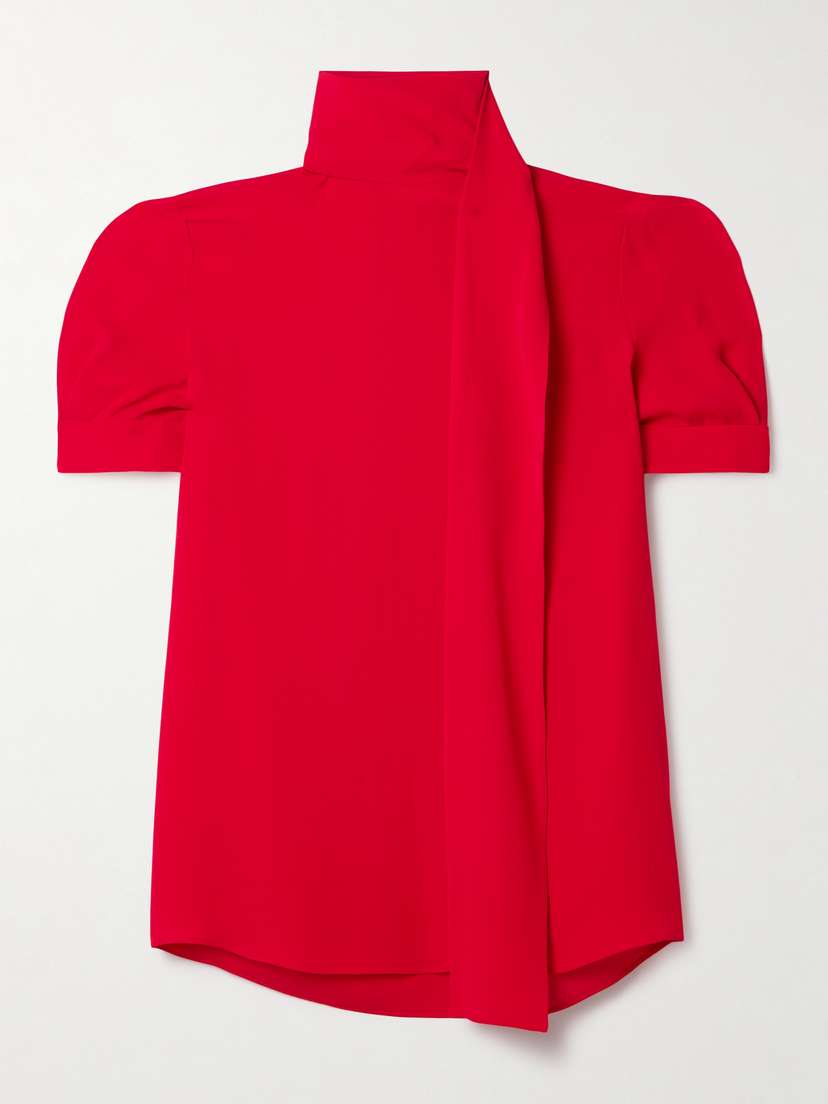 Valentino Garavani Tie-neck Silk-georgette Blouse