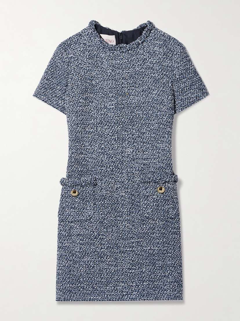 Valentino Garavani Embellished Tweed Mini Dress