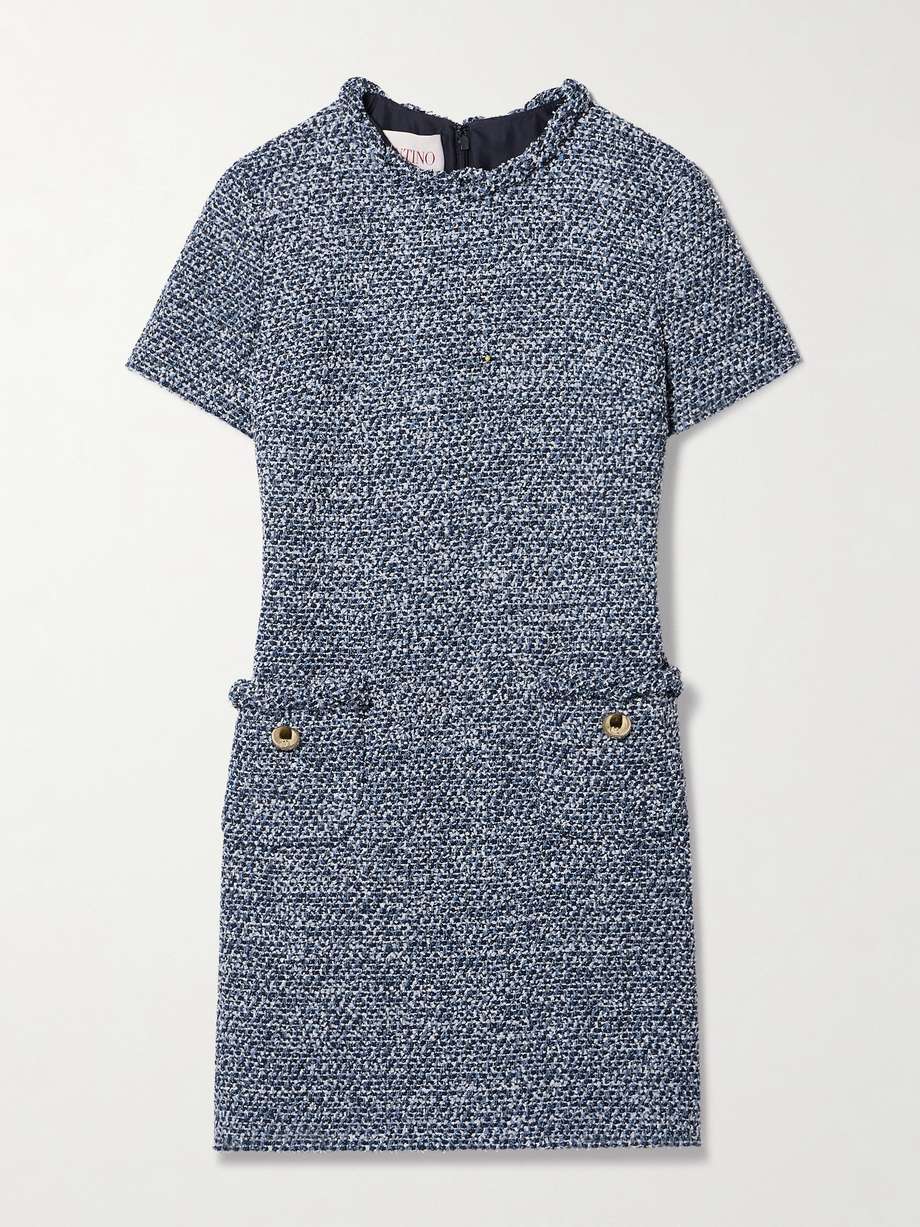 embellished tweed mini dress