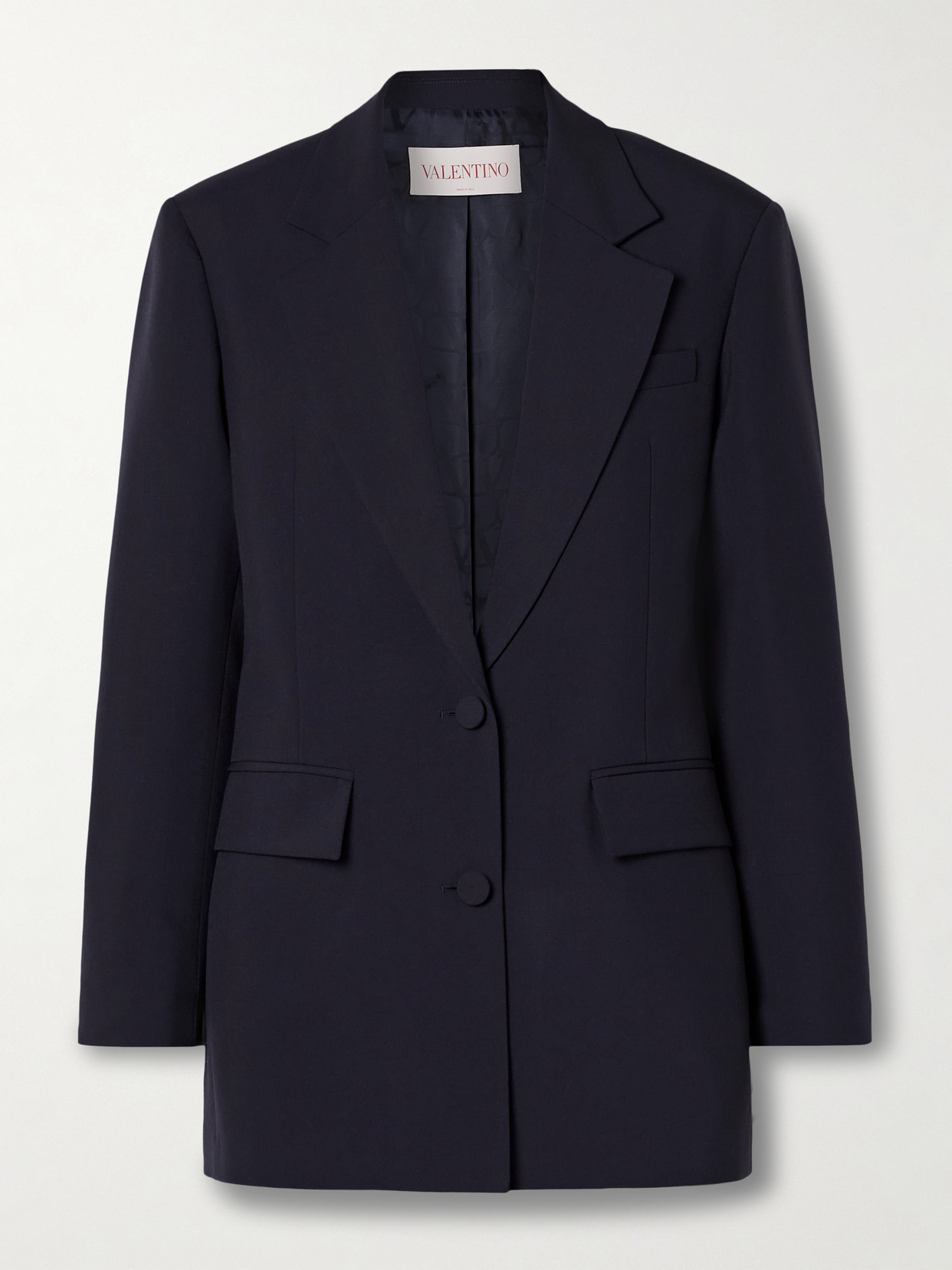 Valentino Wool-crepe Blazer In Blue