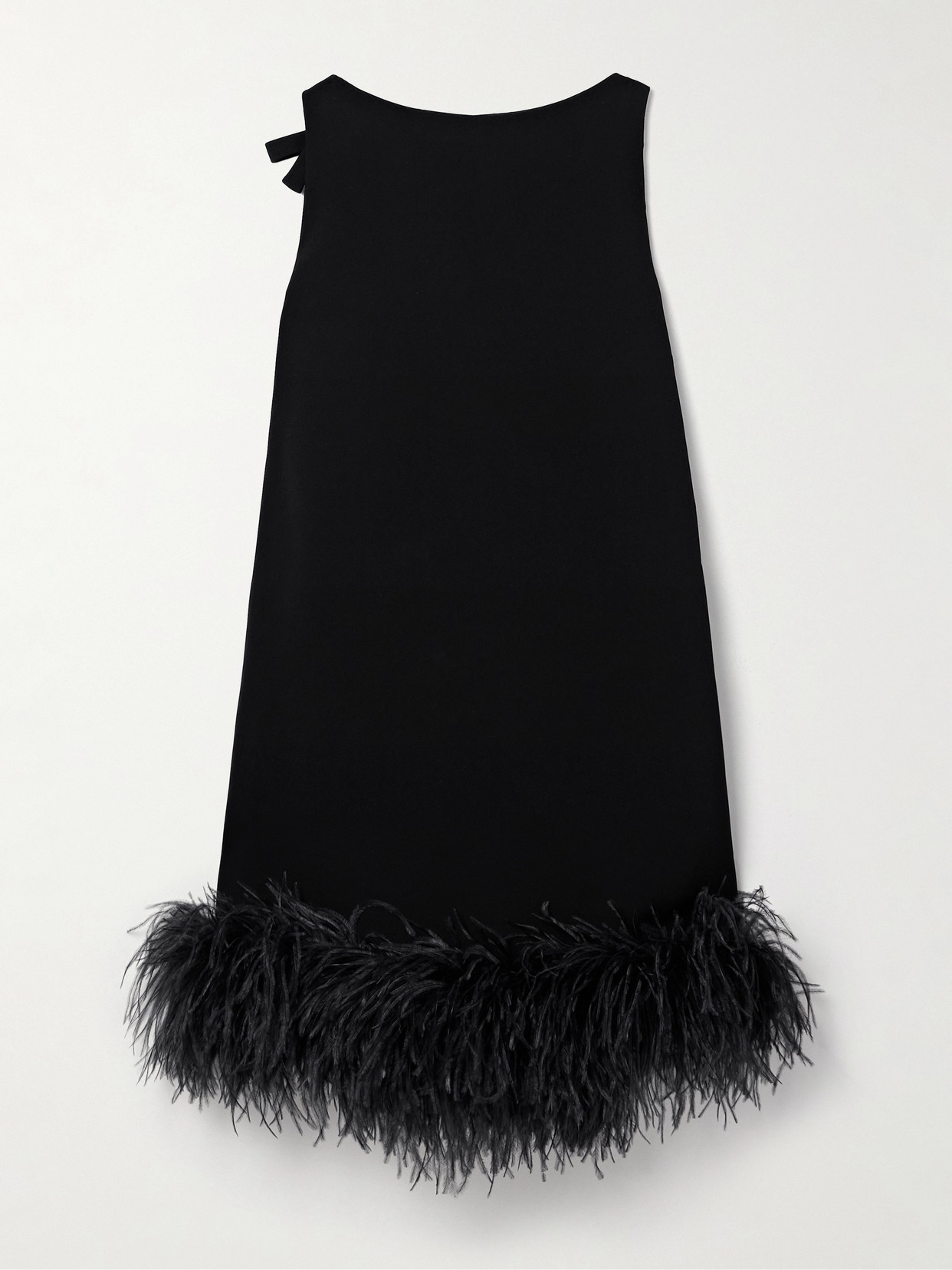 Valentino Feather-trimmed Crepe Mini Dress In Black