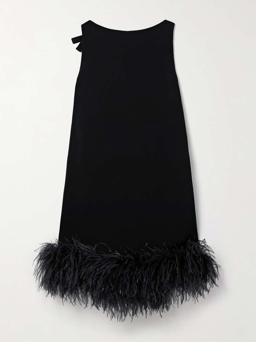 Valentino Garavani Feather-trimmed Crepe Mini Dress