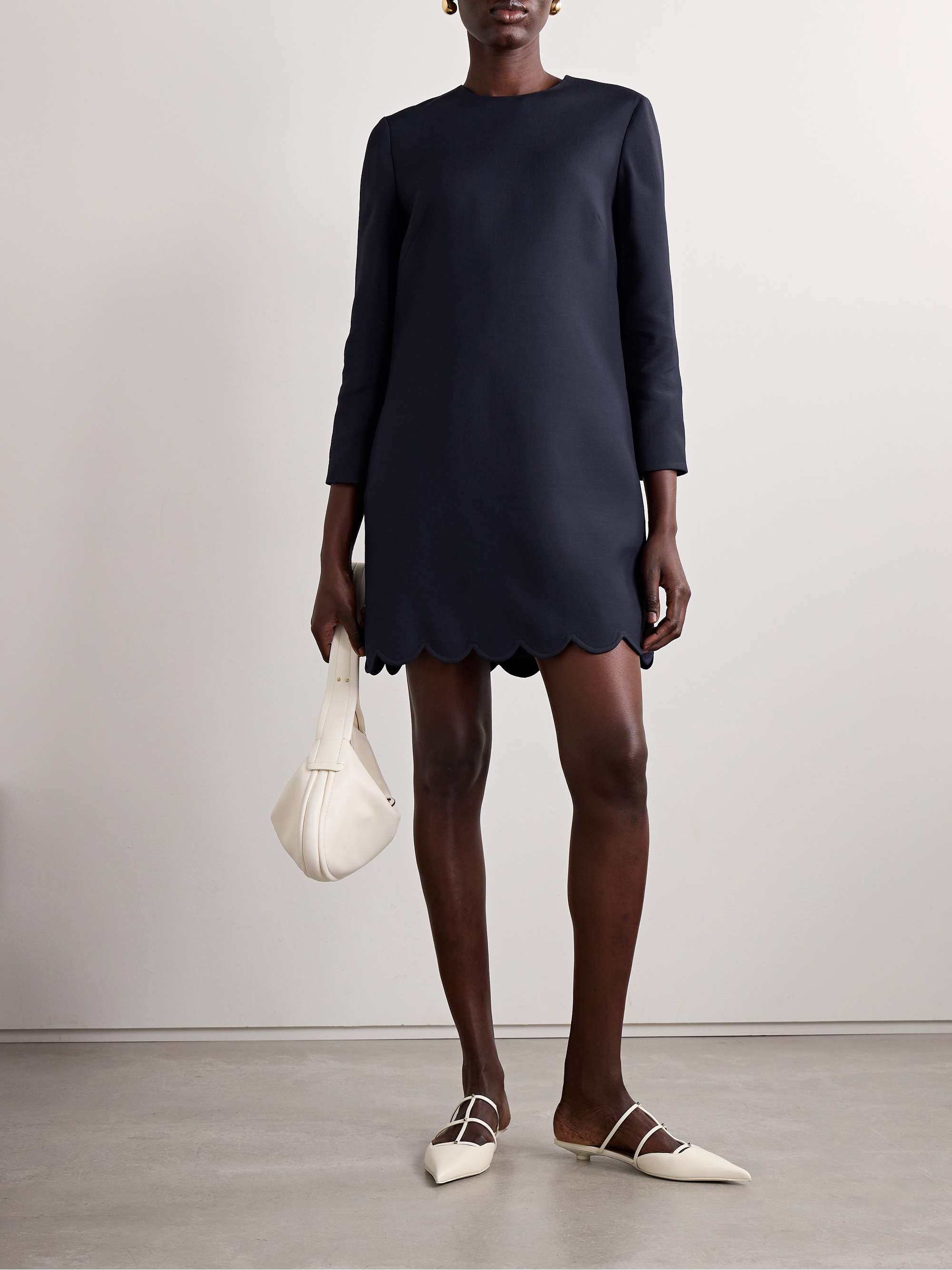 VALENTINO GARAVANI Scalloped wool and silk blend cady mini dress NET A PORTER