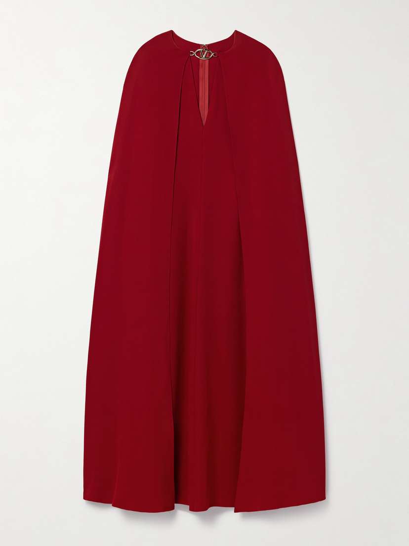 Valentino Garavani Cape-effect Silk-cady Midi Dress