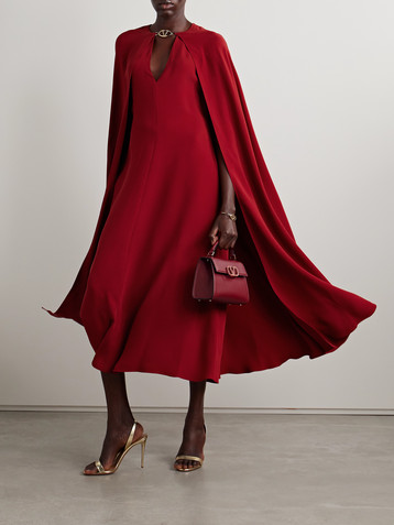 Valentino Garavani Cape-effect silk-cady midi dress