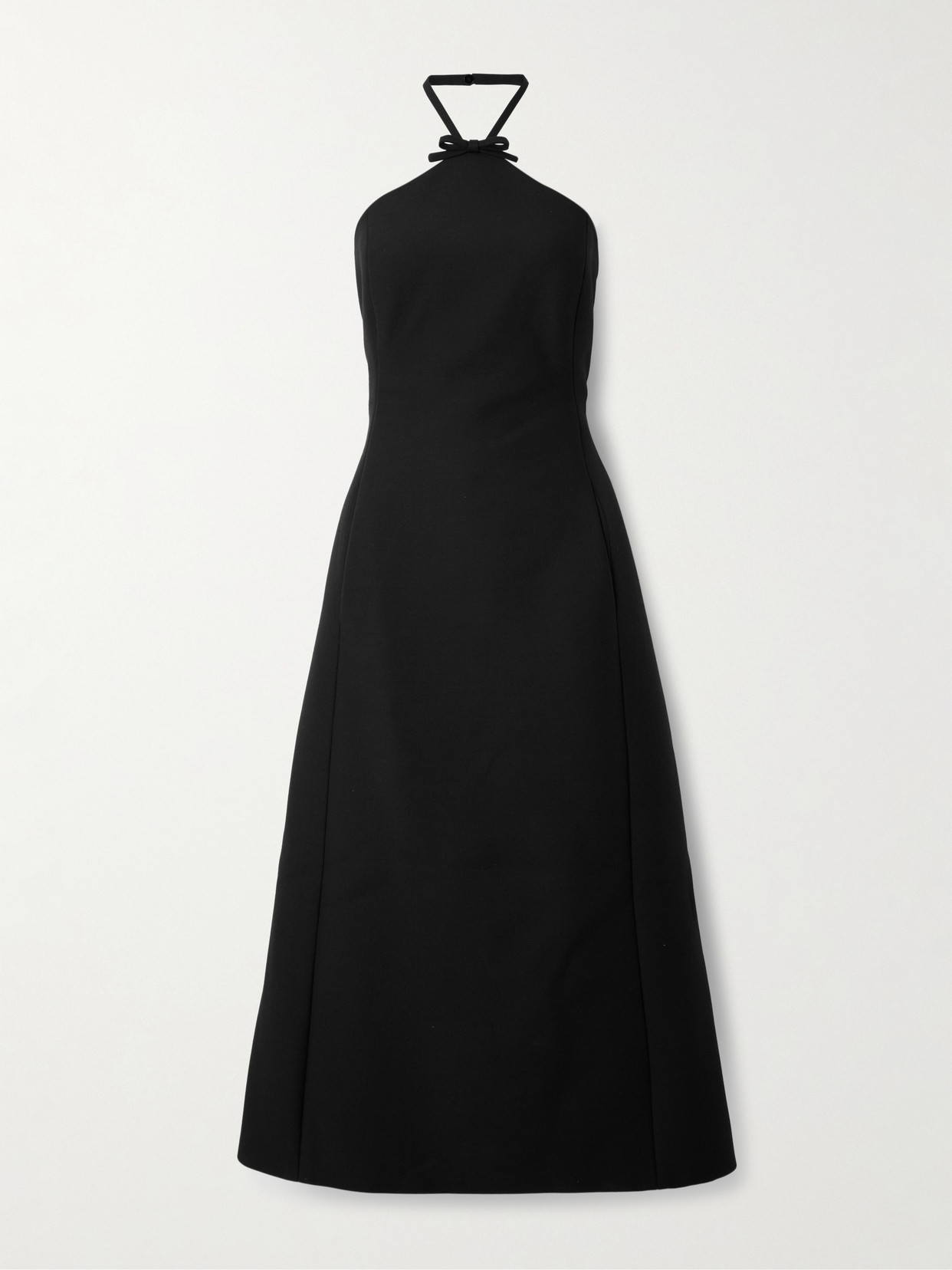 Valentino Wool And Silk-blend Crepe Halterneck Midi Dress In Black