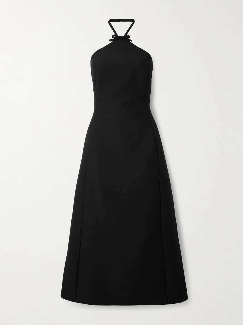 Valentino Garavani Wool And Silk-blend Crepe Halterneck Midi Dress