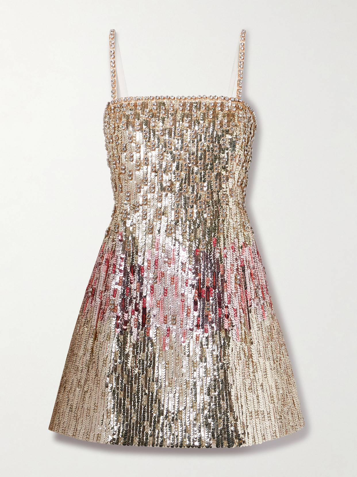 Valentino Embellished Wool And Silk-blend Crepe Mini Dress In Off-white