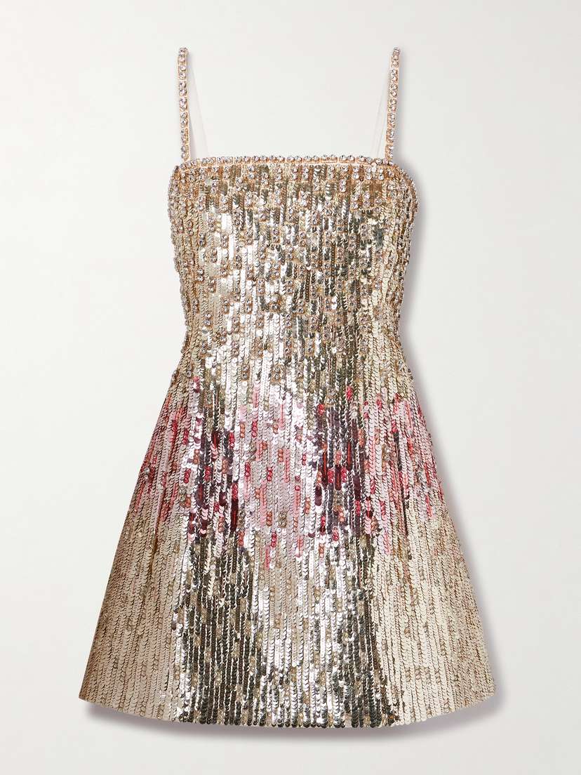 Valentino Garavani Embellished Wool And Silk-blend Crepe Mini Dress