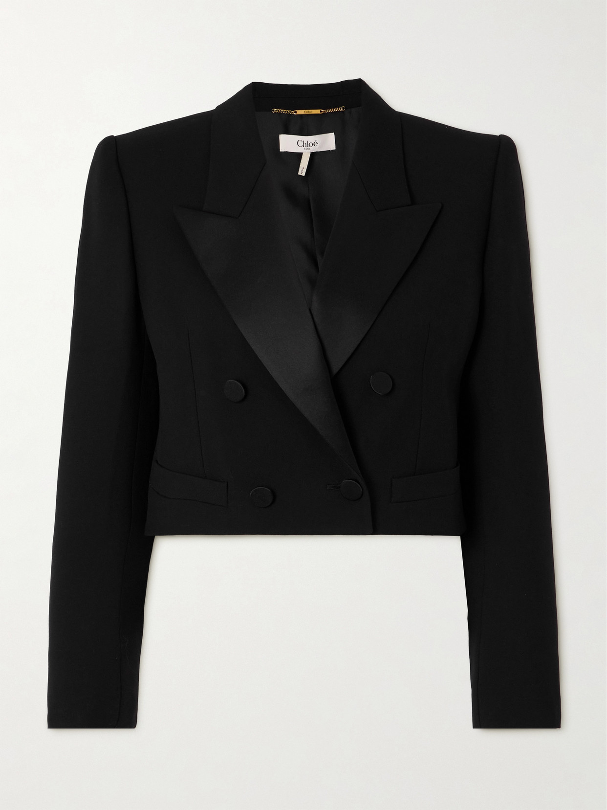 Chloé Cropped Wool-gabardine Blazer In Black