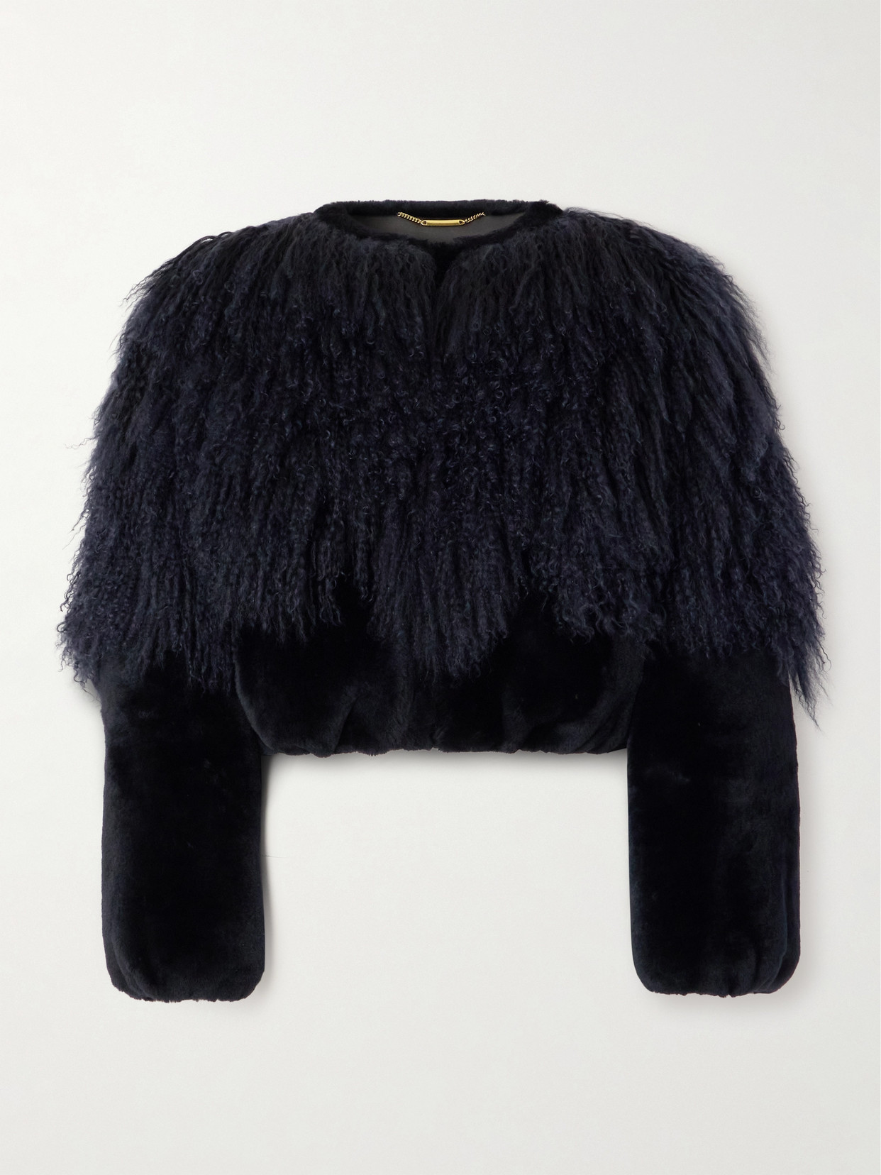 Chloé Cropped Shearling Jacket In Blue