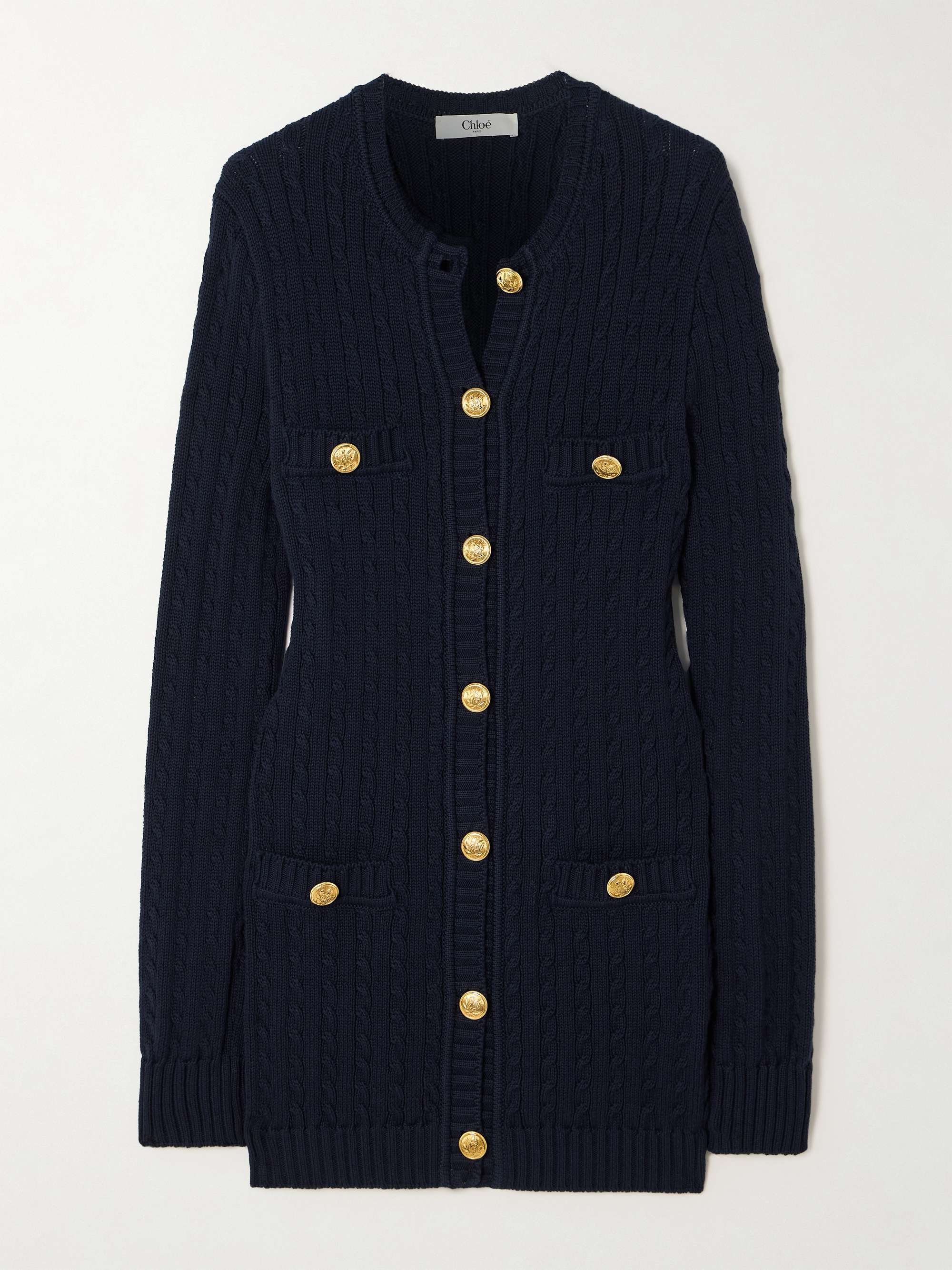 CHLOE Embellished cable knit cotton cardigan NET A PORTER