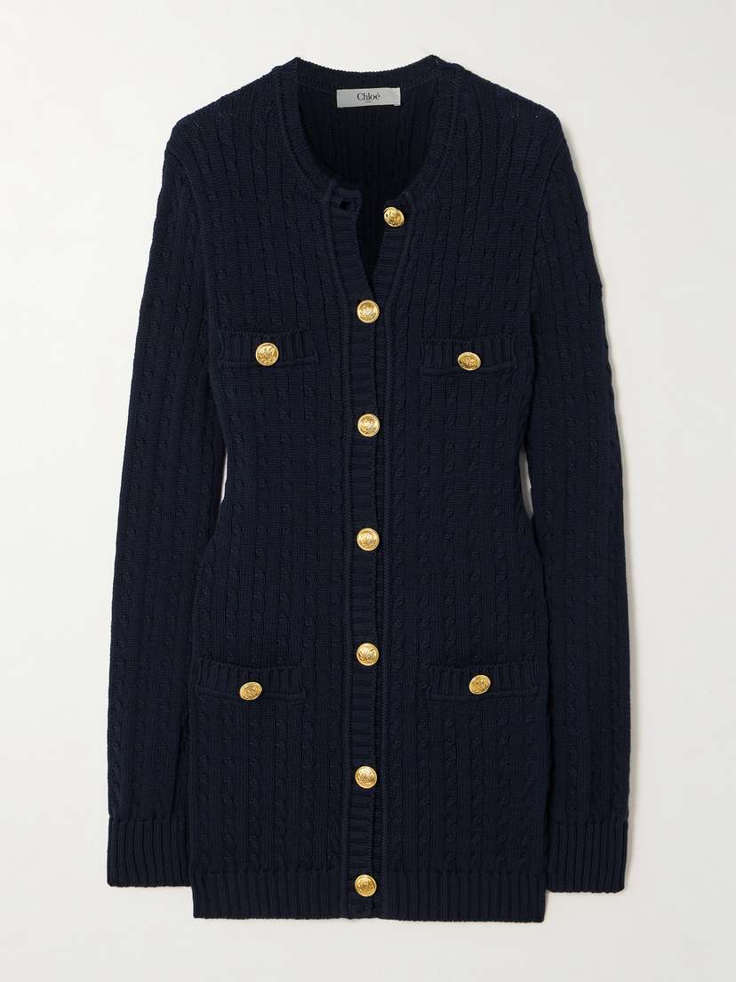 Chloé Embellished Cable-knit Cotton Cardigan