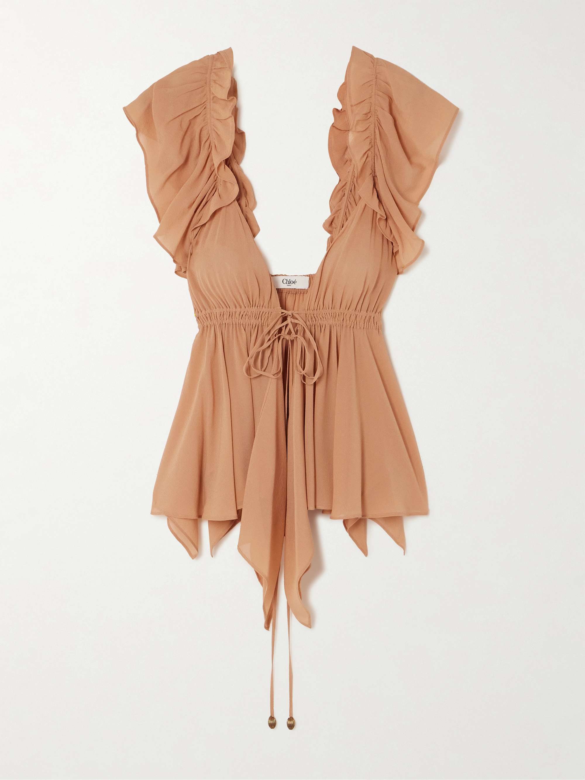 Chloé Ruffled Blouse In Silk Georgette in Black | Chloé US