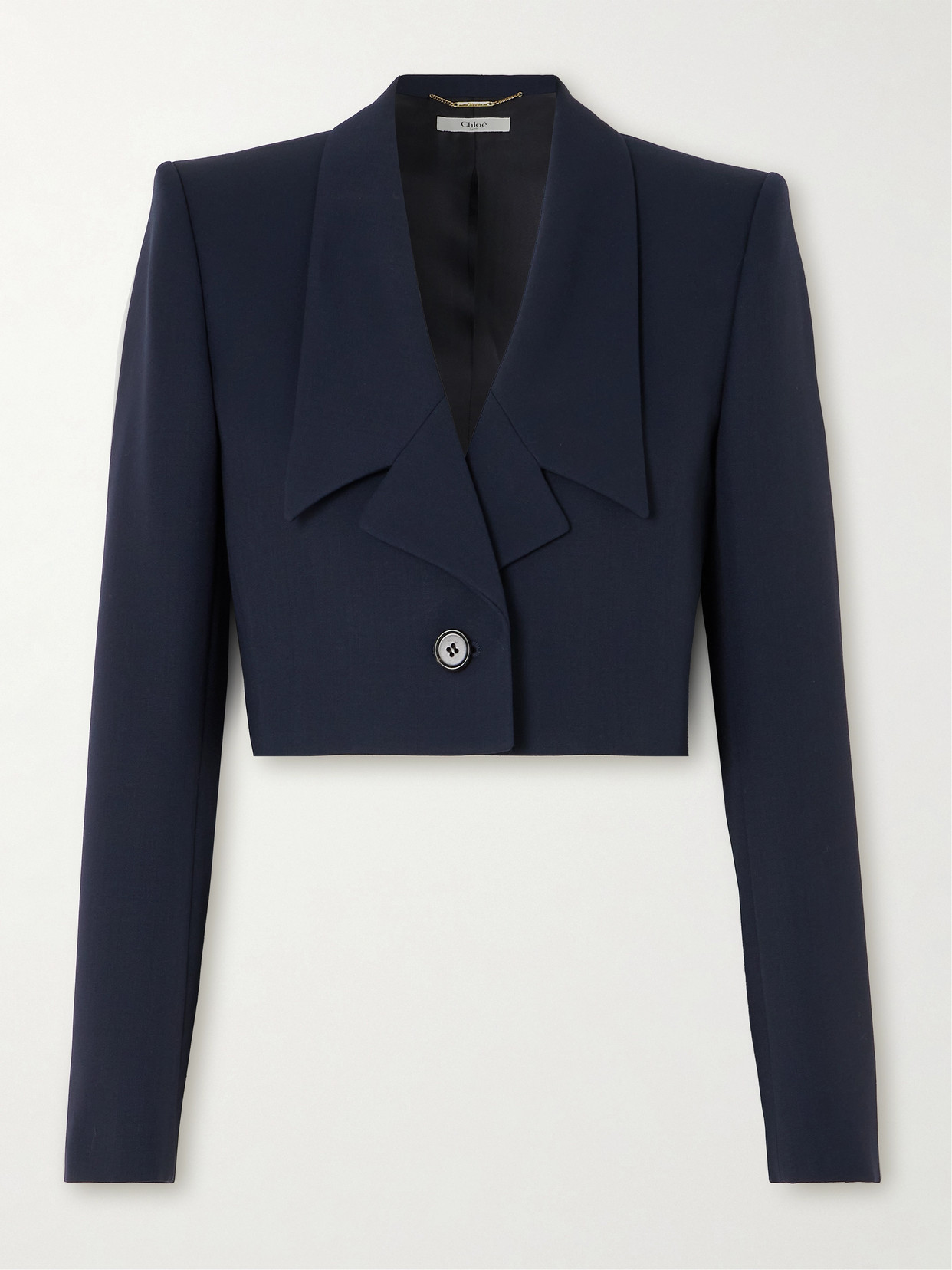 Chloé Veste Spencer Courte En Laine Graine De Poudre Femme Bleu Taille 38 100% Laine, Horn Bubalus Bubalis In Blue