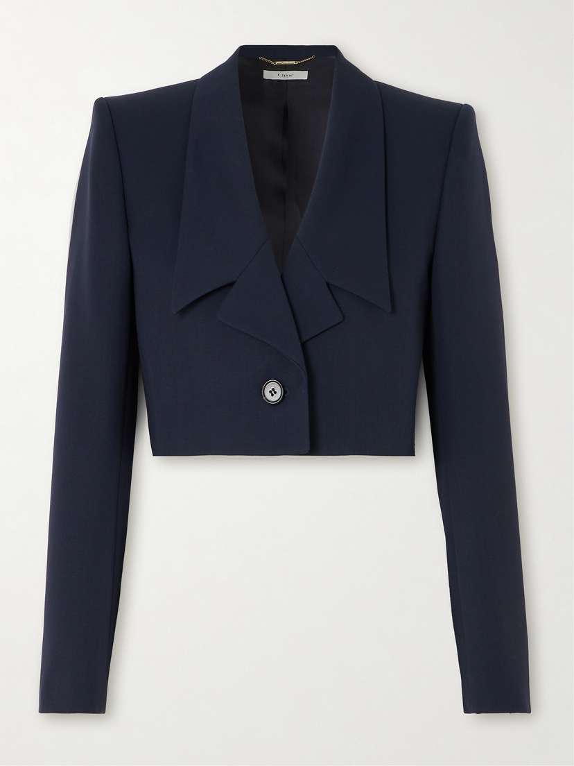 Chloé Spencer Cropped Grain De Poudre Wool Blazer