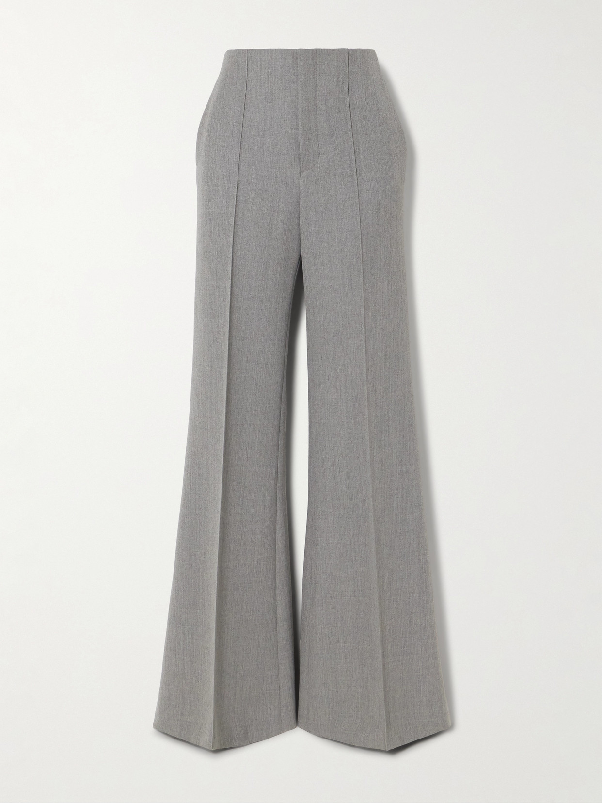 Chloé Grain De Poudre Wool Flared Pants In Gray