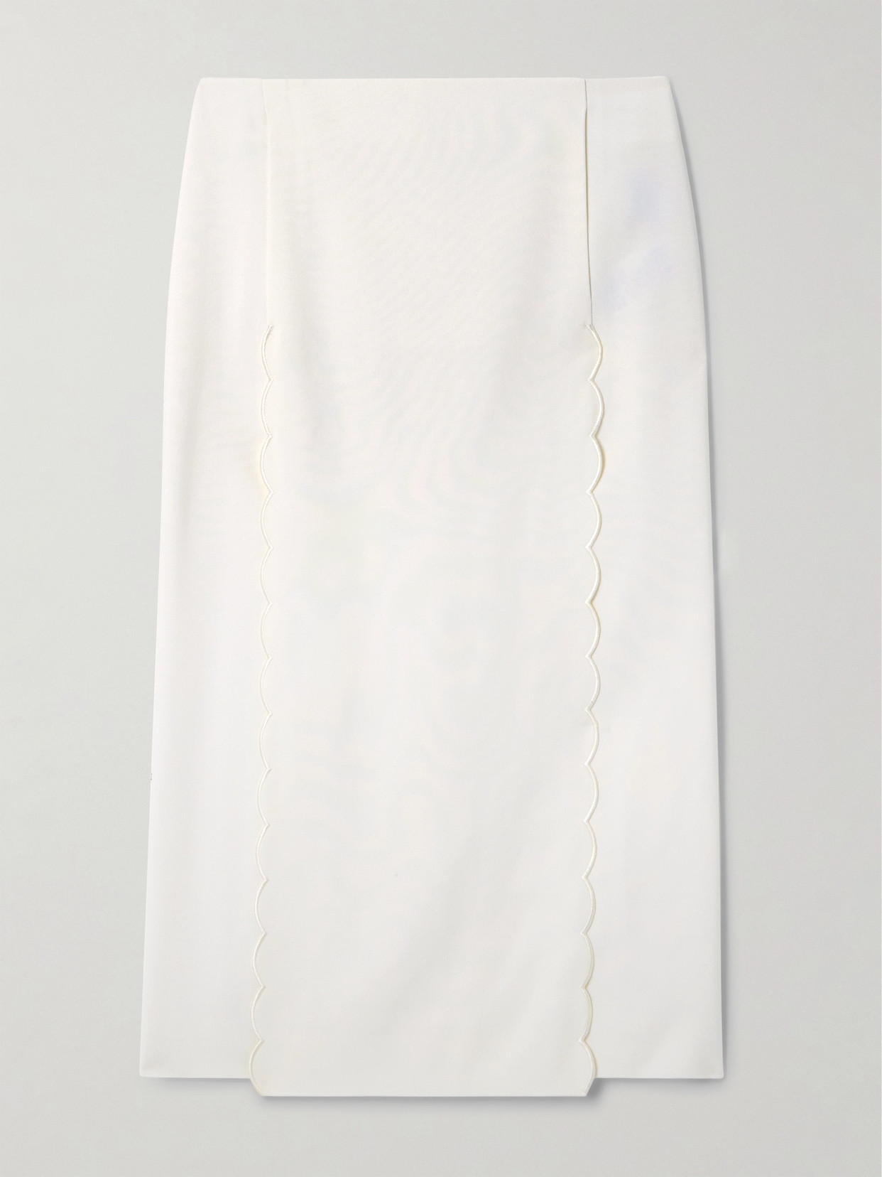 Chloé Scalloped Twill Midi Skirt In White